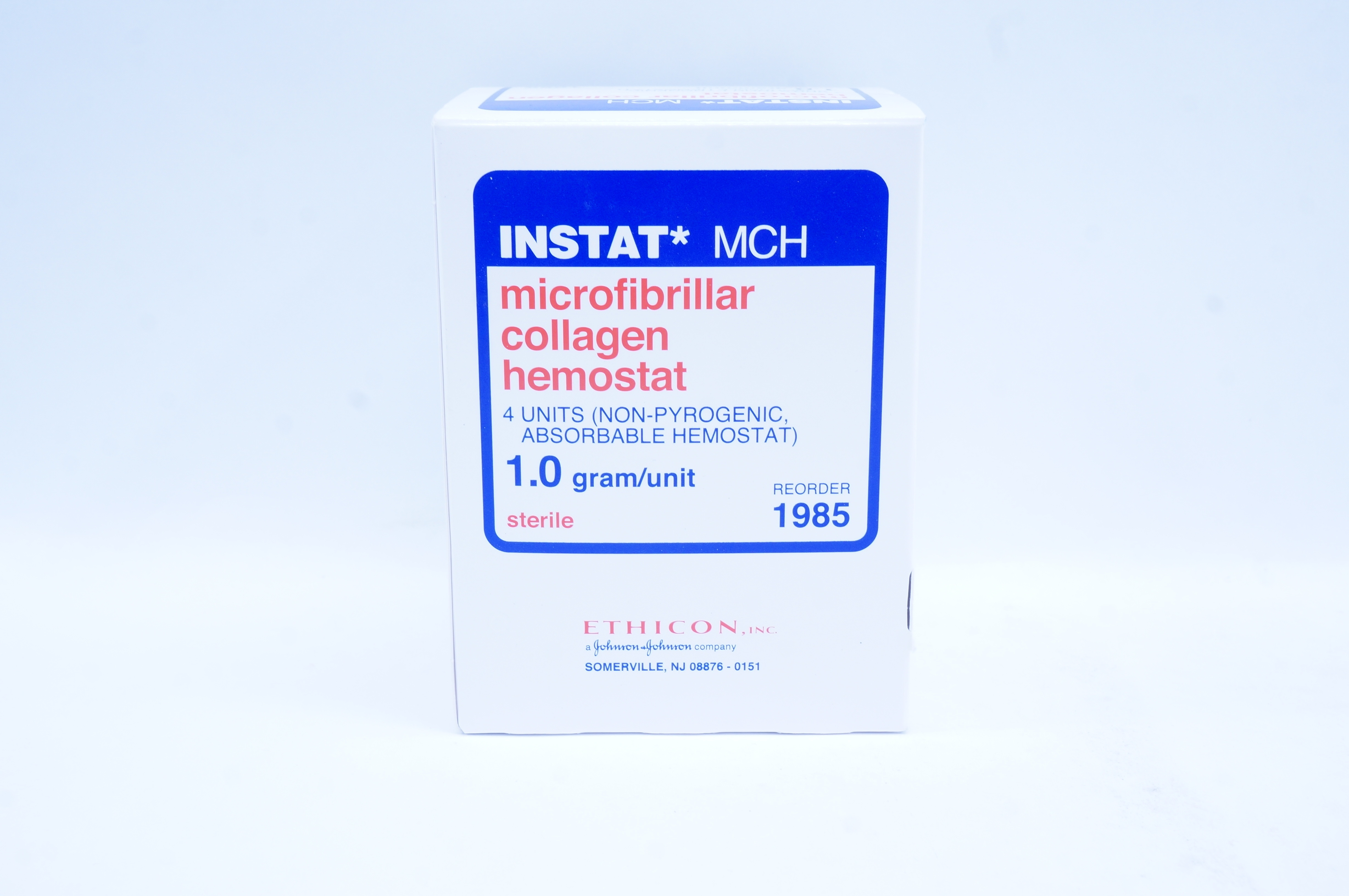 Ethicon 1985 Instat MCH Microfibrillar Collagen Hemostat 1.0 gram (x) - Box of 4