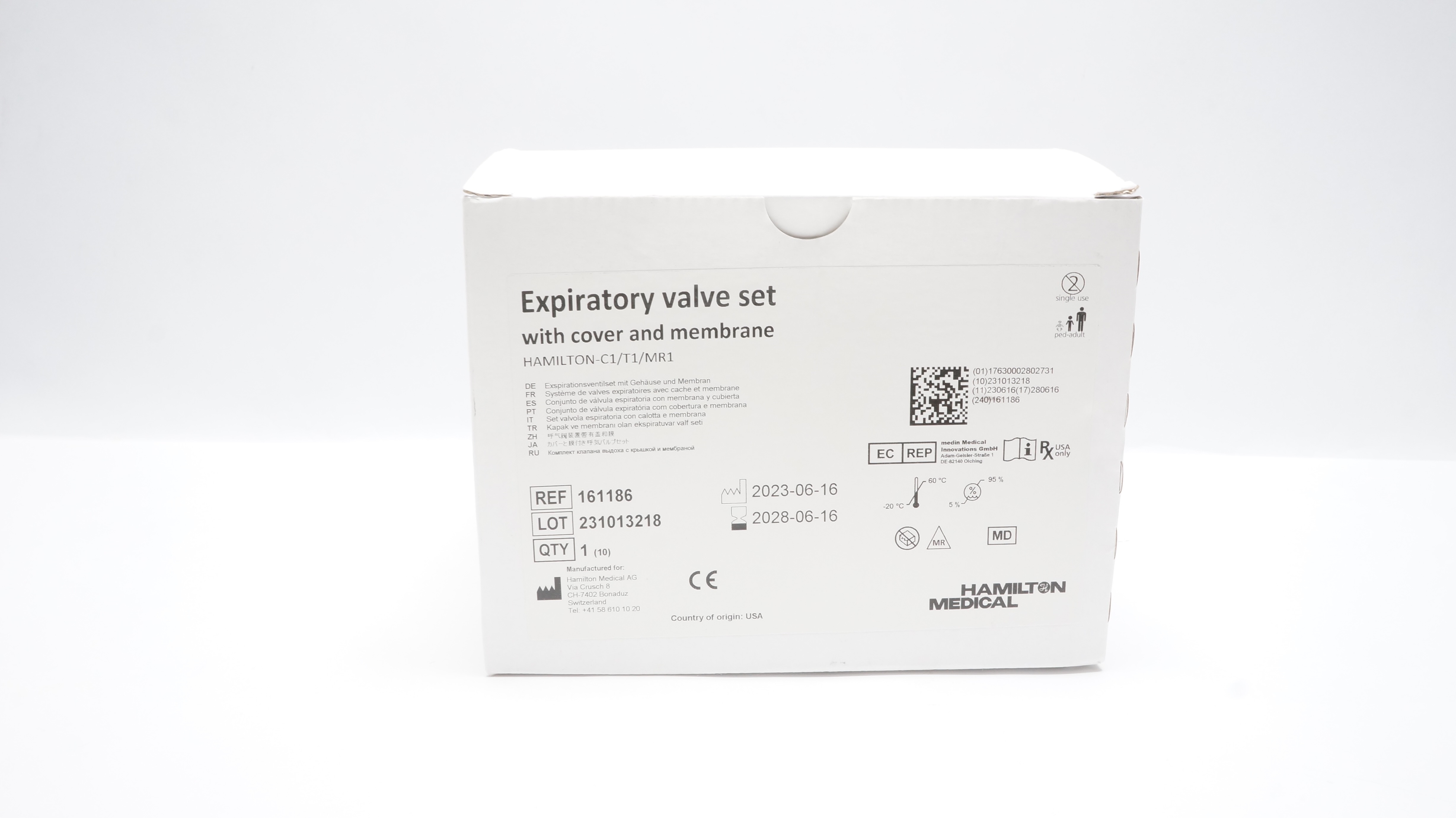 Hamilton Medical 161186 Expiratory Valve Set w/ Cover & Membrane - Box of 10