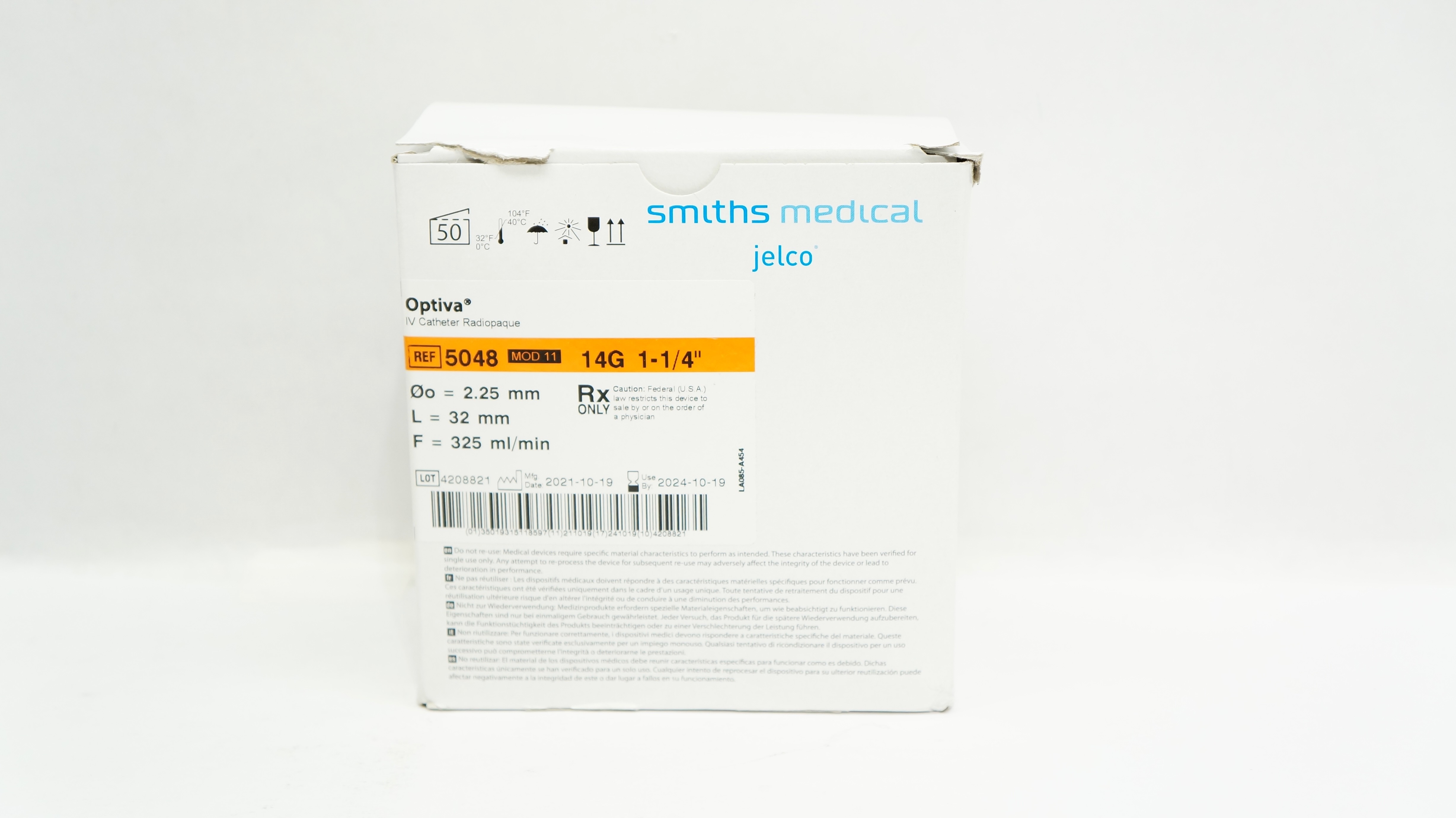 Smiths Medical 5048 Optiva IV Cath. Radiopaque MOD 11 14G 1-1/4inch - Box of 30