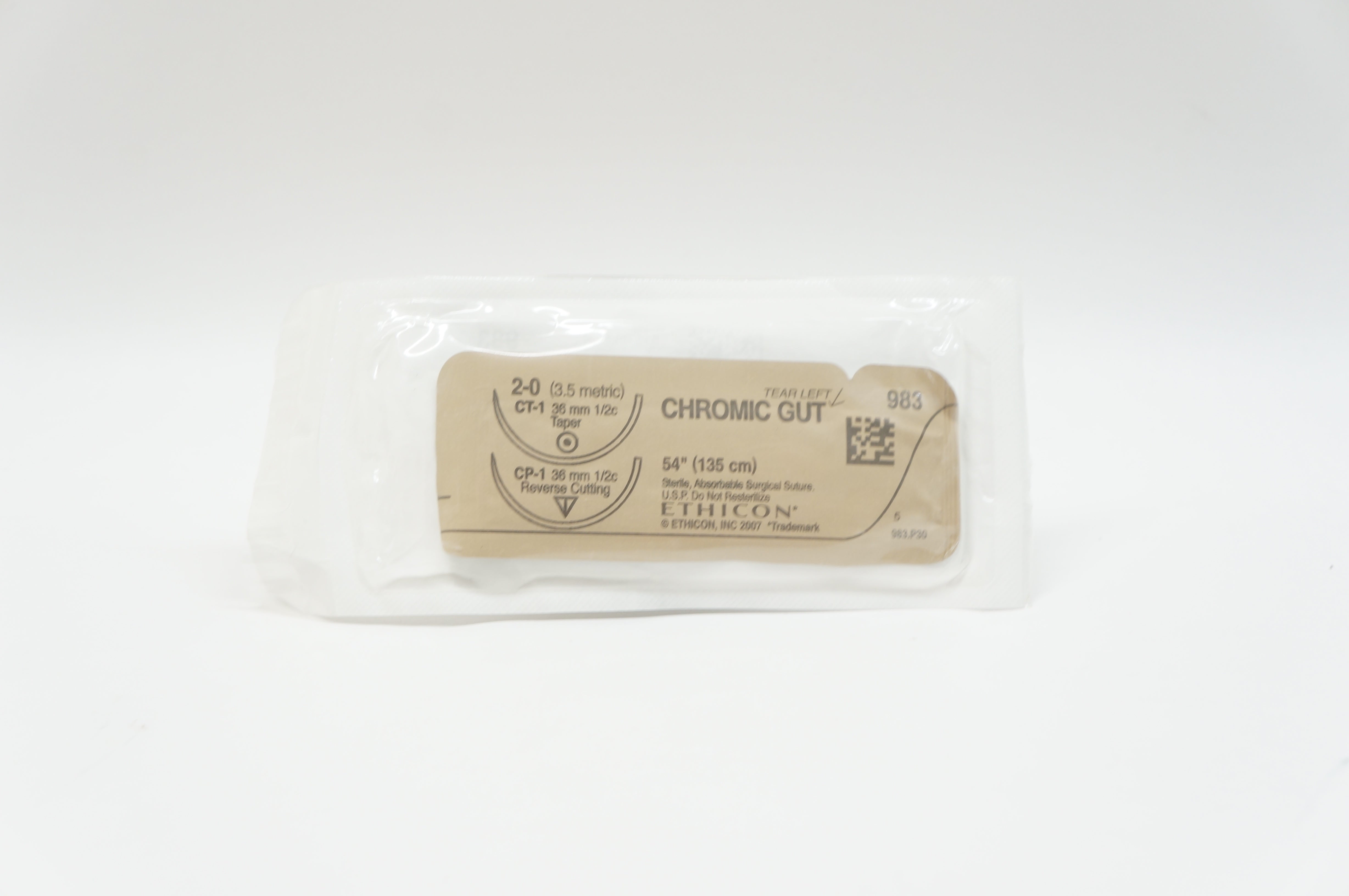 Ethicon 983 2-0 CHROMIC GUT, CT-1 Taper, CP-1 Cutting, 36mm 1/2c, 54inch (X)