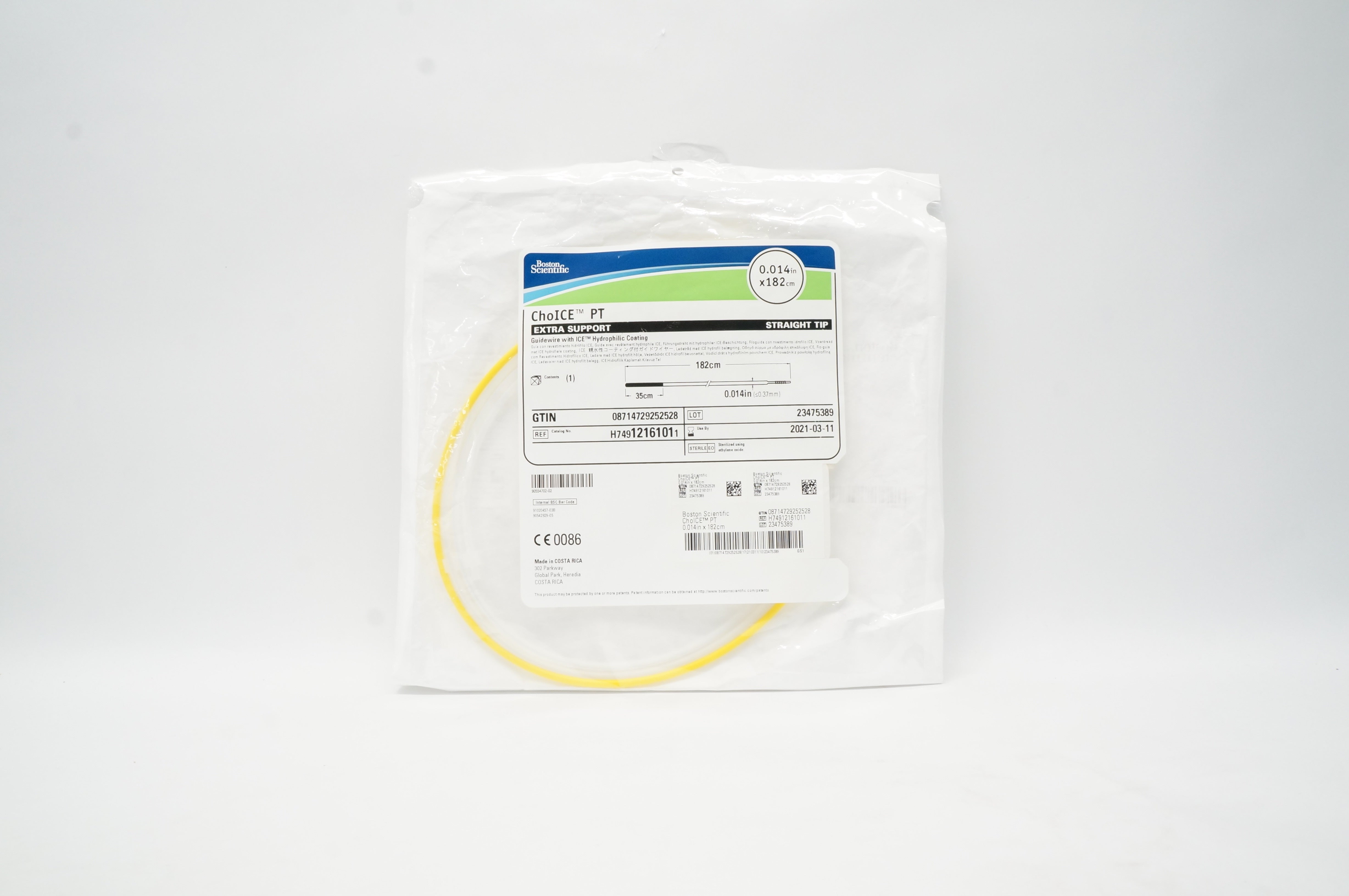 Boston Scientific 1216101 ChoICE PT Extra Support Guidewire0.014inx182cm(x)