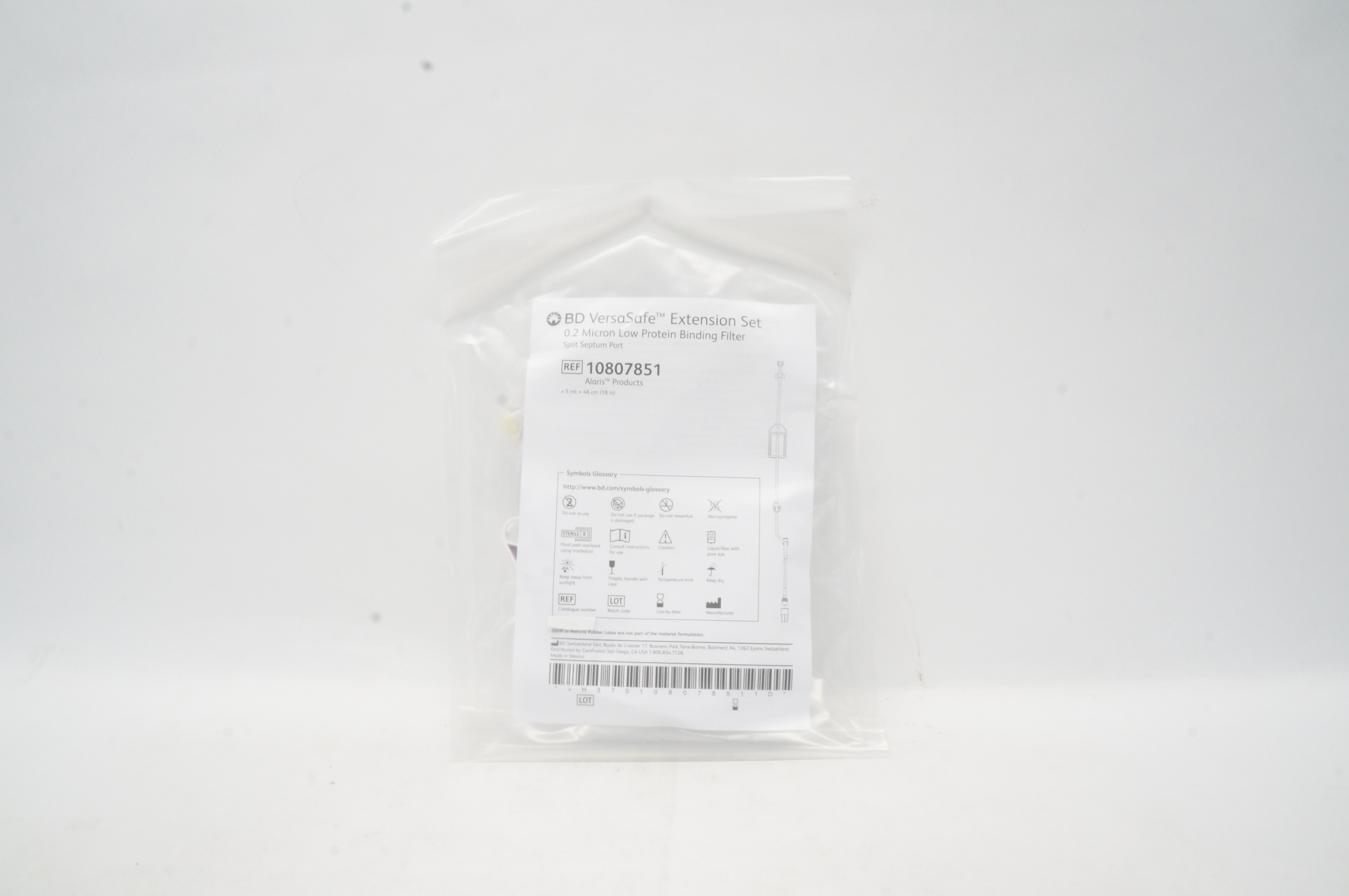 BD 10807851 Alaris VersaSafe Extension Set 0.2 Micron Low Protein Binding Filter