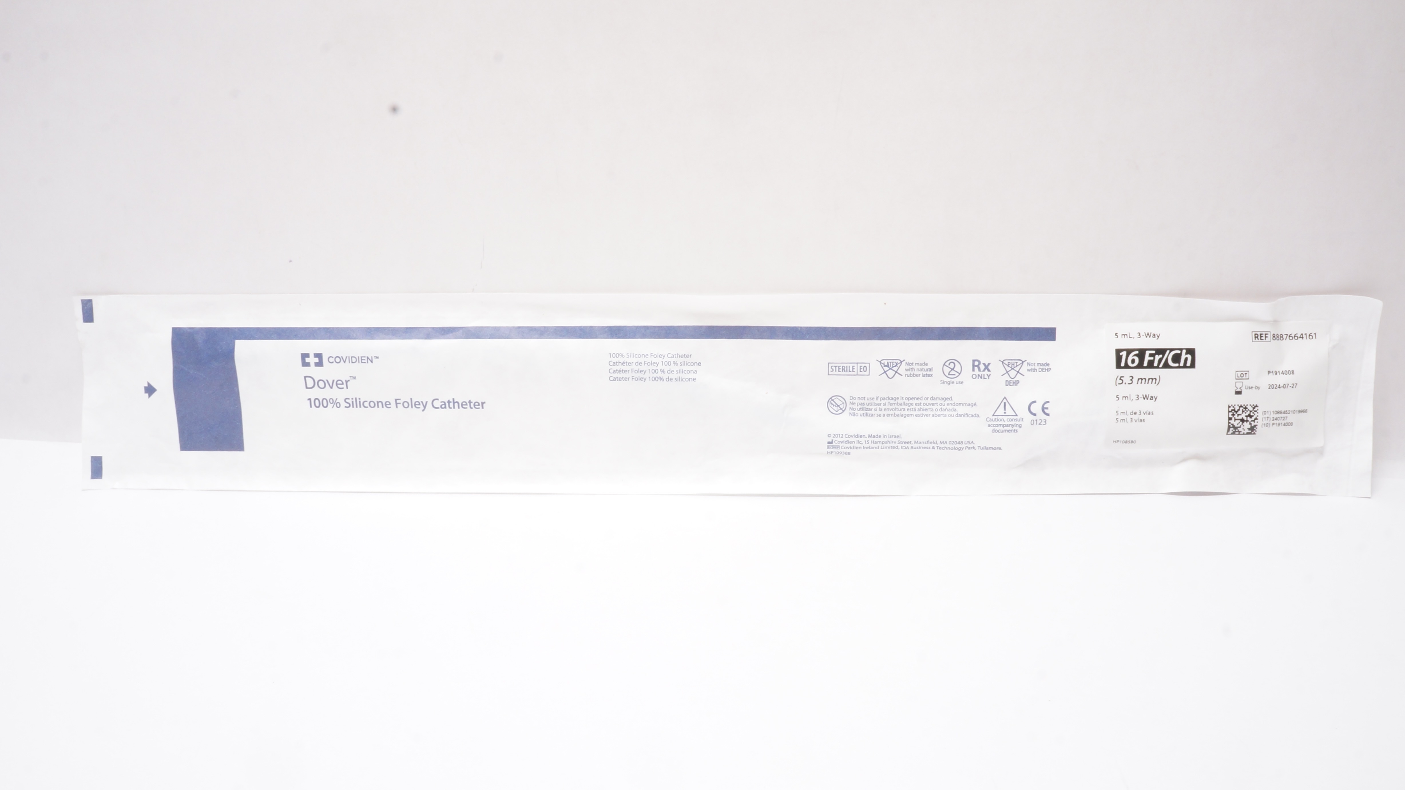 Covidien 8887664161 Dover 100% Silicone Foley Cath. 16Fr/Ch 5ml,3-Way