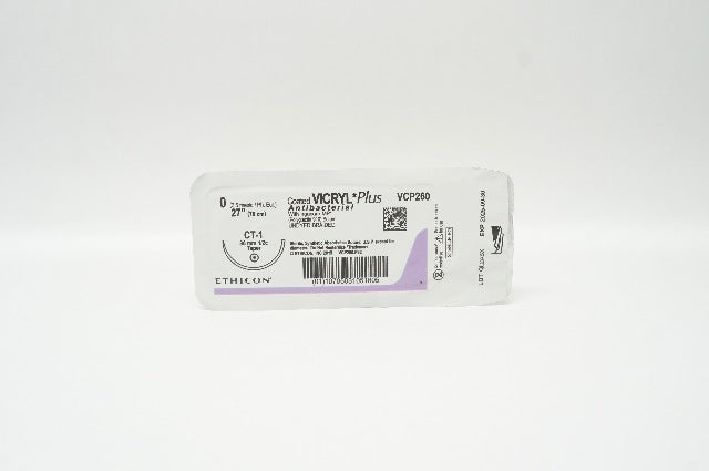 Ethicon VCP260 0 VICRYL Plus Antibacterial, CT-1, Taper 36mm 1/2c, 27inch