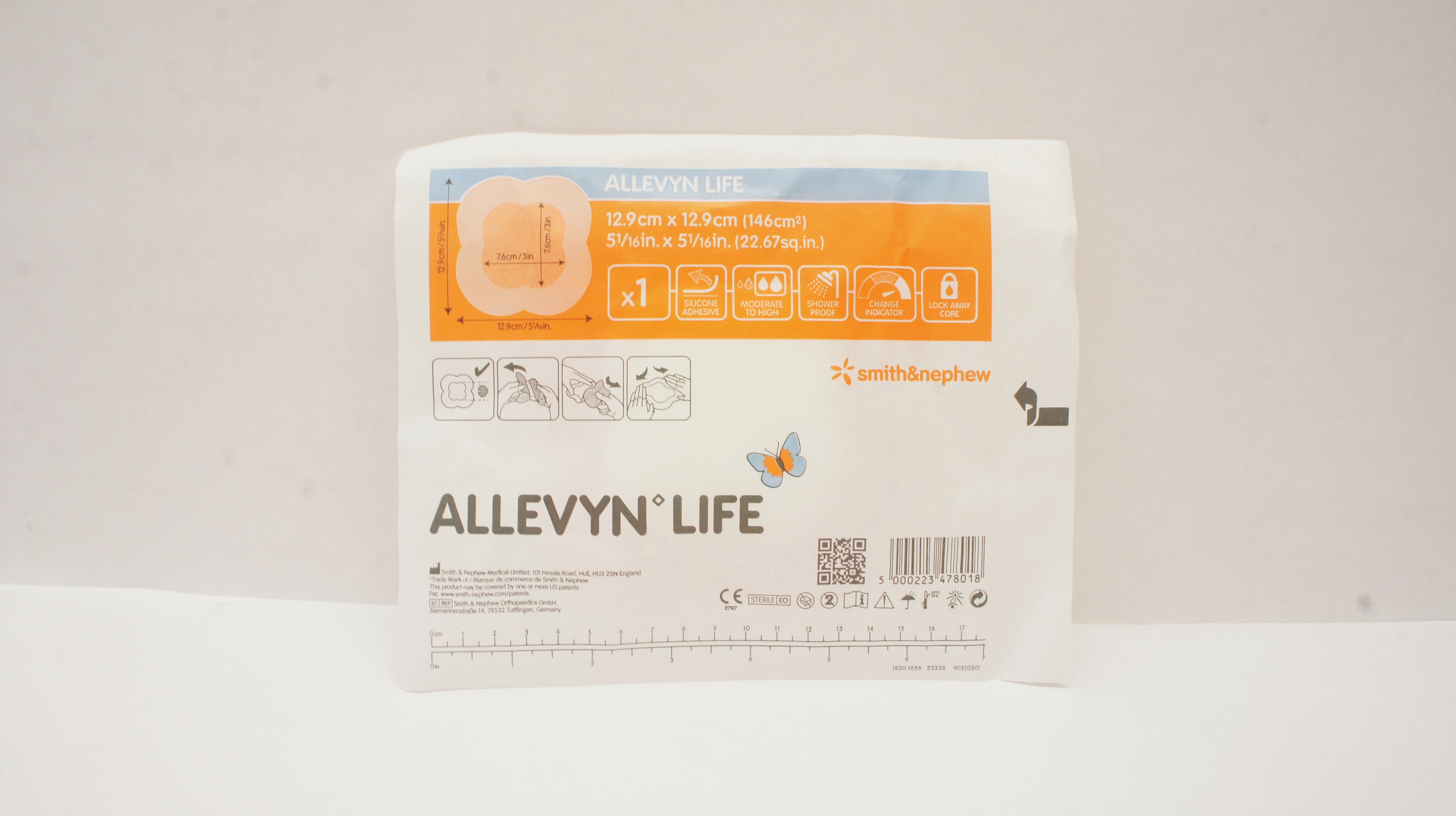 Smith&Nephew 66801068 Allevyn Life Silicone Adhesive 5-1/16inch x 5-1/16inch