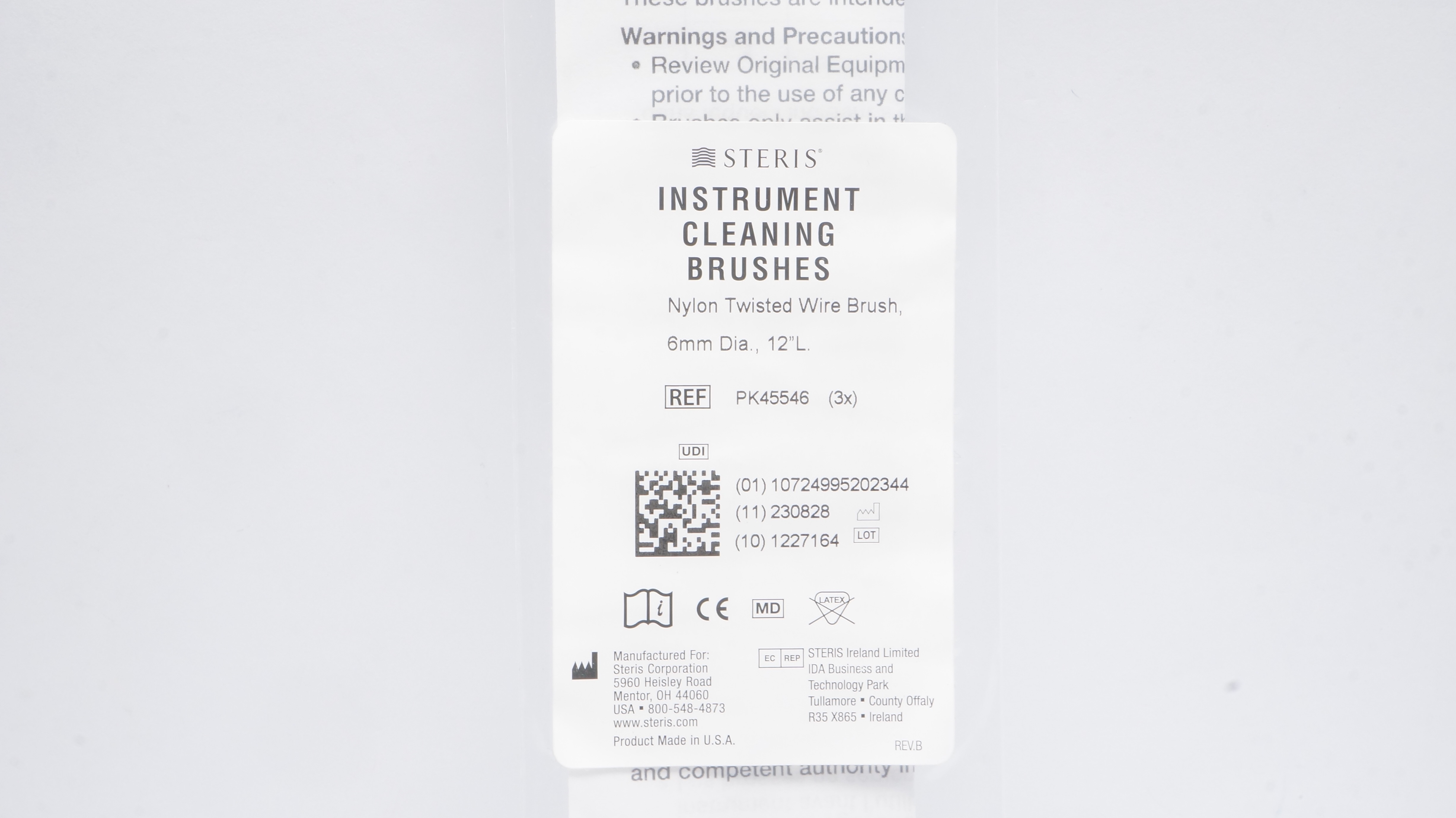 Steris IMS PK45546 Nylon Twisted Wire Cleaning Brush 6mm x 12 inch - Pack of 3