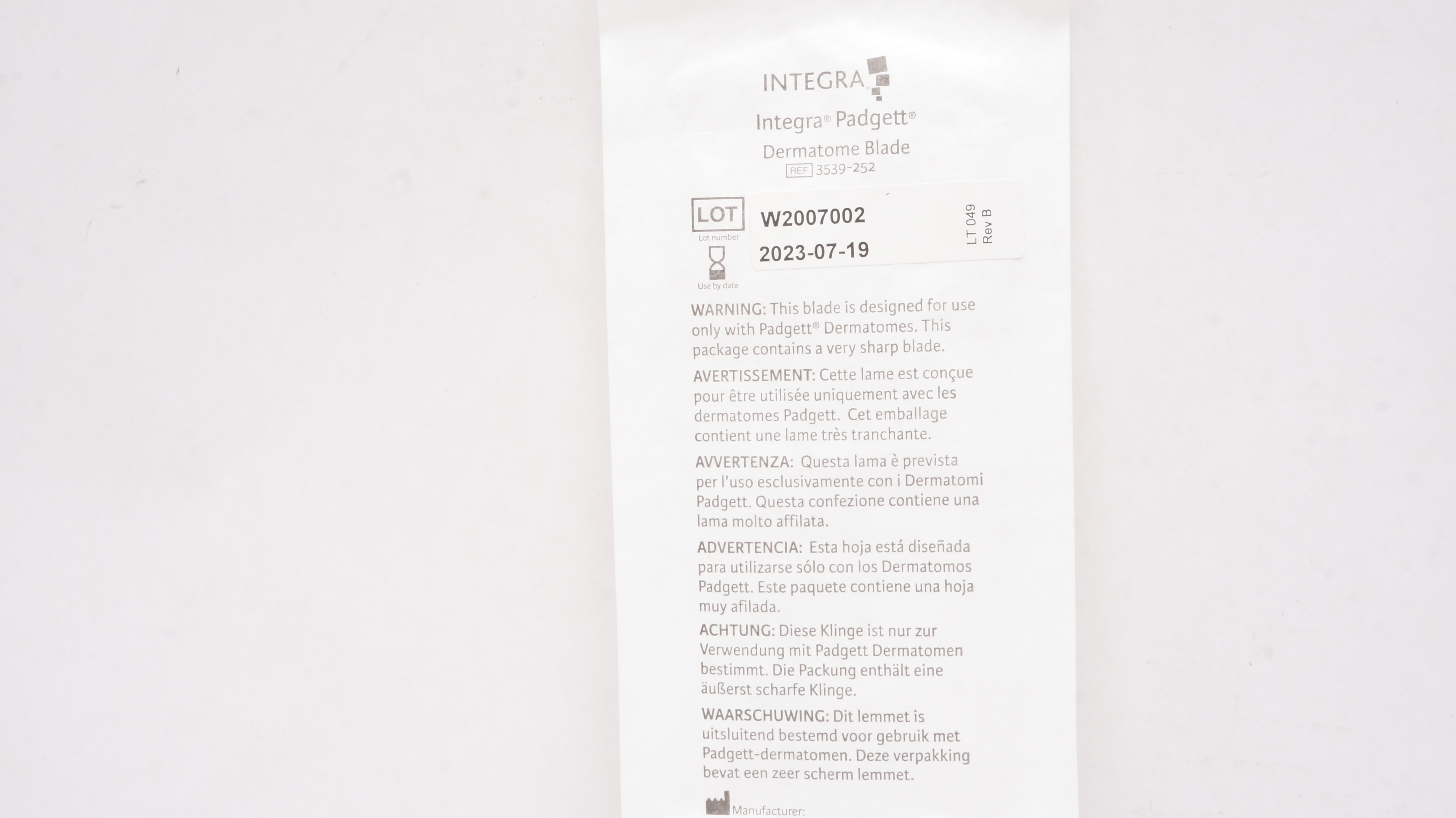 Integra 3539-252 Padgett Dermatome Blade