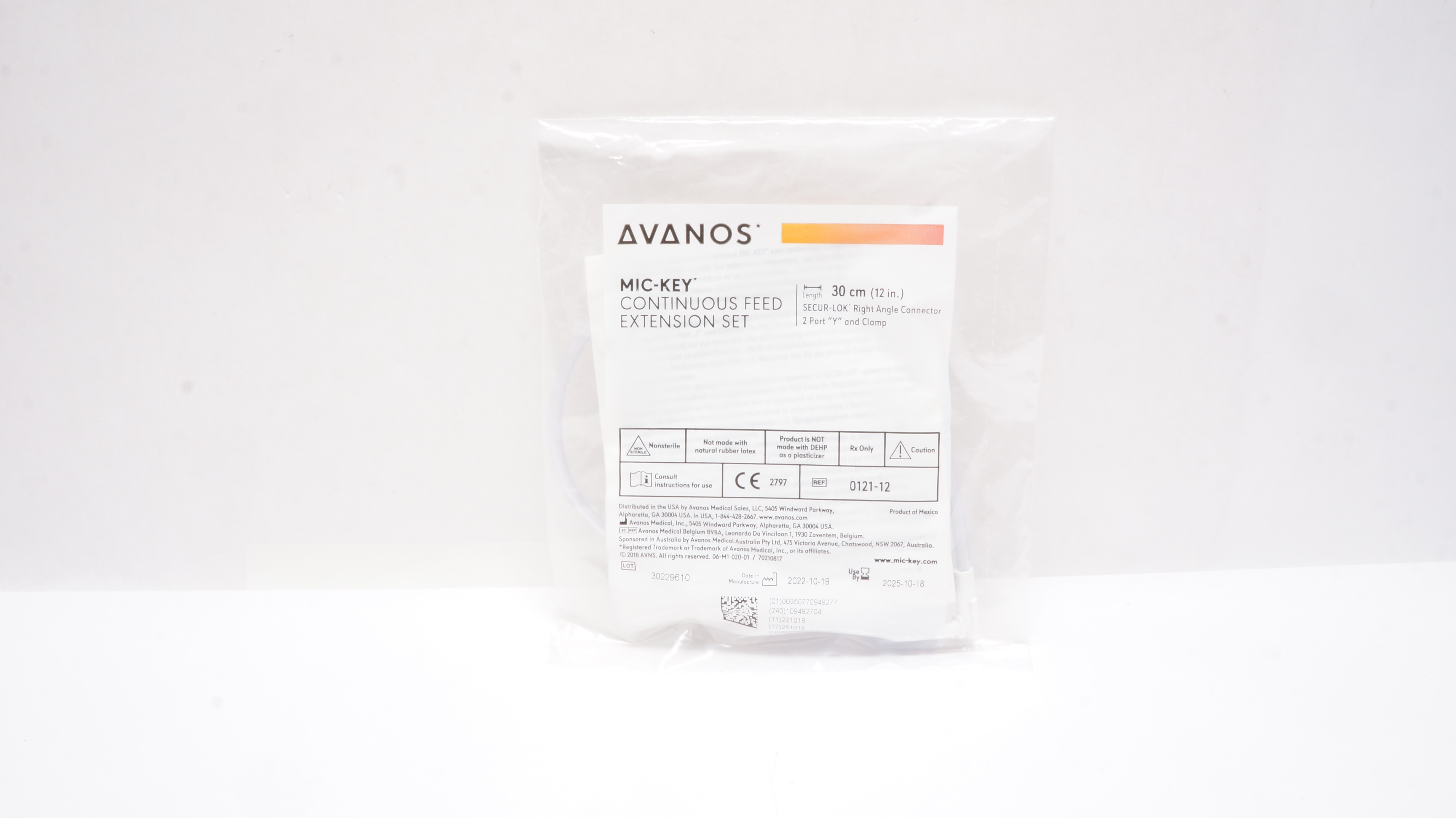 Avanos 0121-12 Mic-Key Continuous Feed Extension Set 12inch