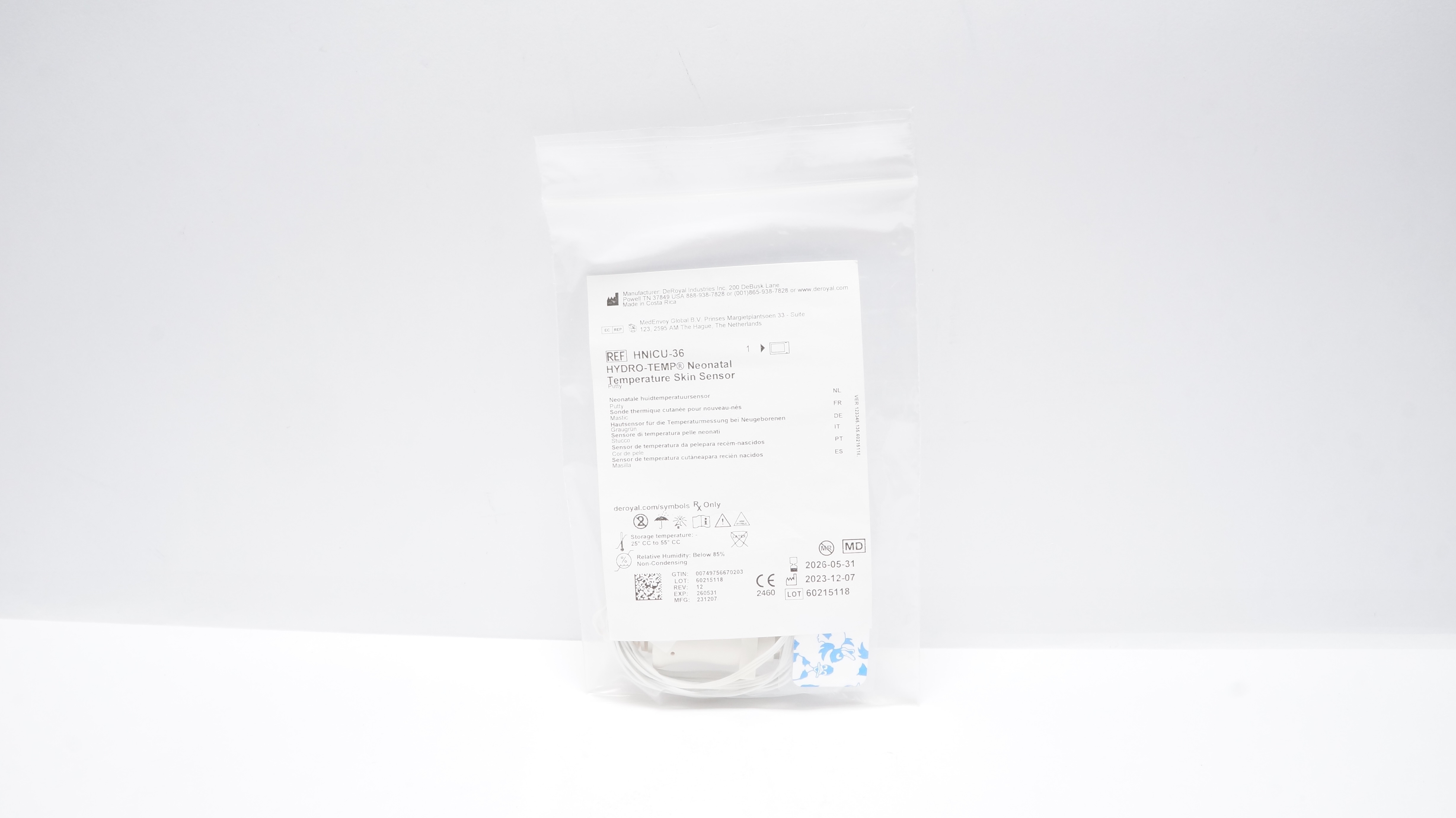 DeRoyal HNICU-36 Hydro-Temp Neonatal Temperature Skin Sensor