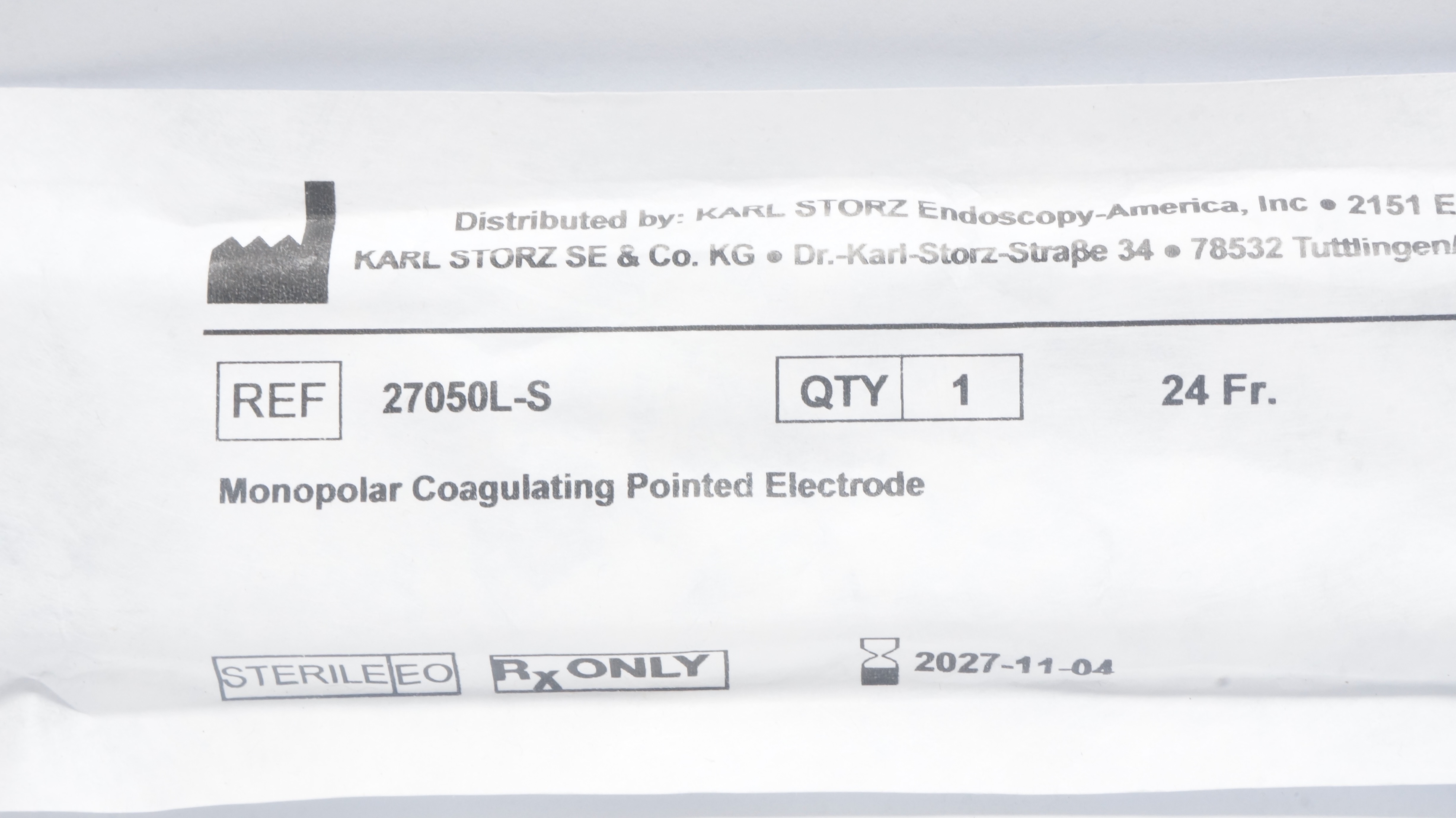 Karl Storz 27050L-S Monopolar Coagulating Pointed Electrode 24 Fr.