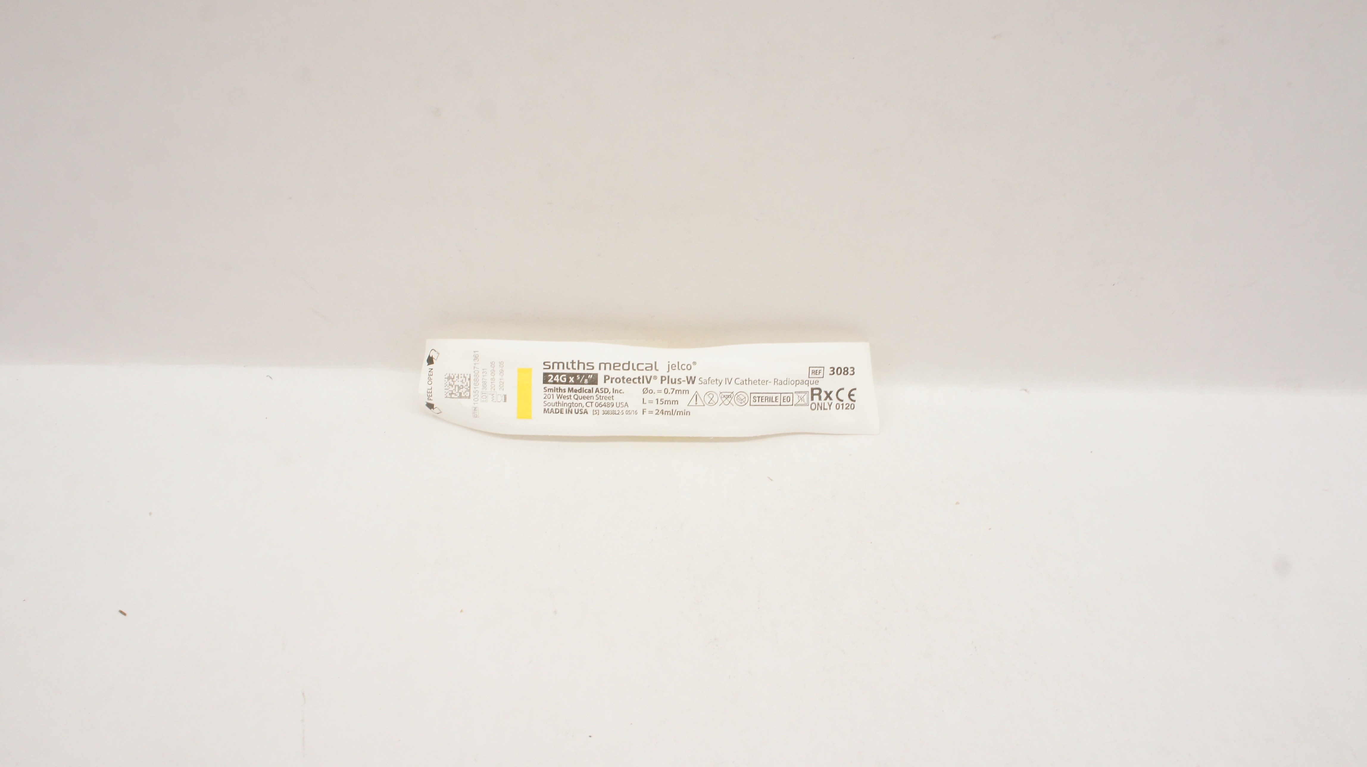 Smiths Medical 3083 Jelco Protect IV Plus-W Safety IV Cath. 24G x 5/8 inch (x)