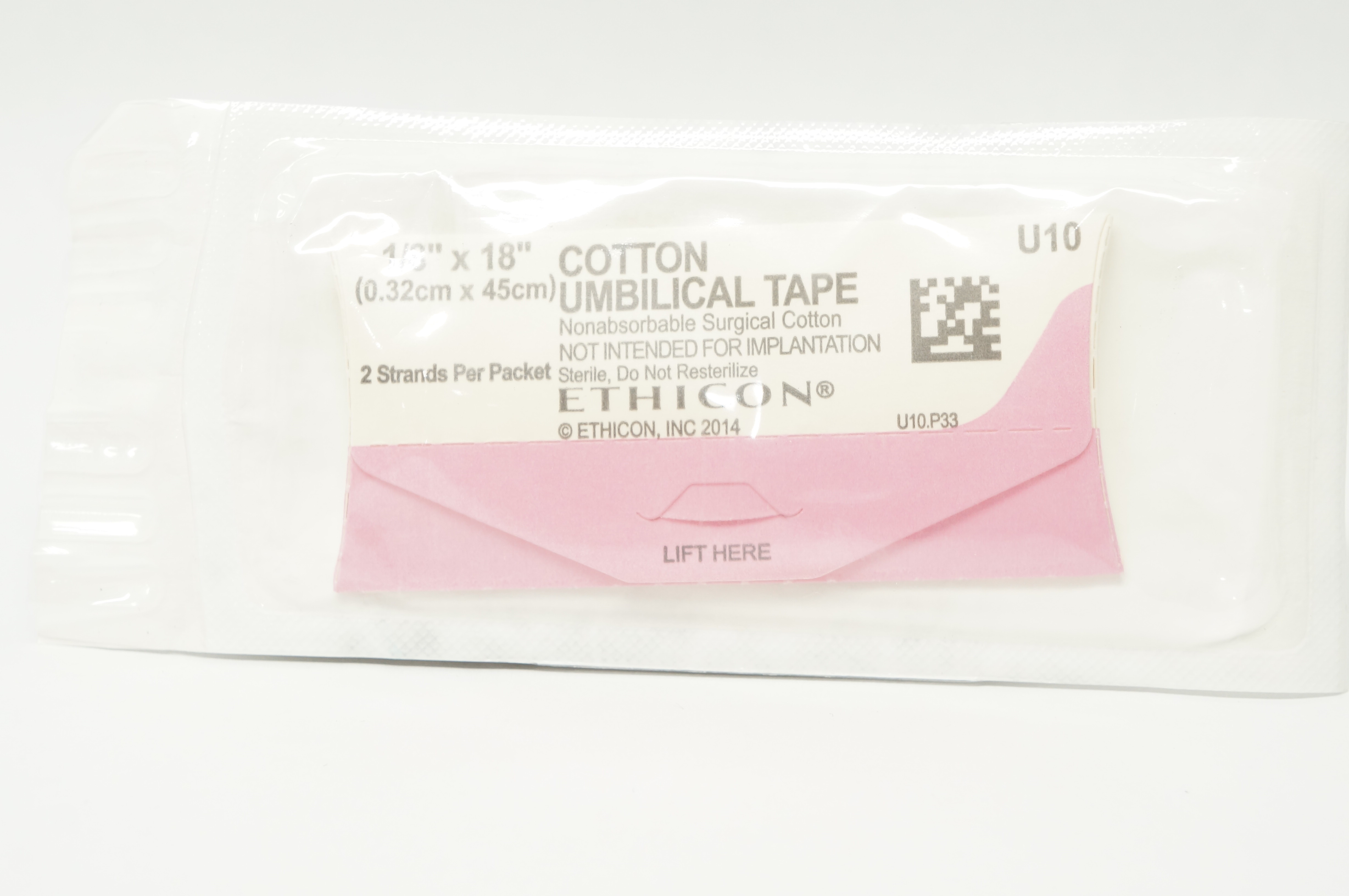 Ethicon U10 Cotton Umbilical Tape 1/8inch x 18inch