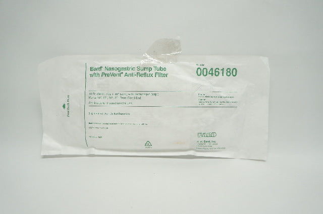 Bard 0046180 Nasogastric Sump Tube W/PreVent Anti-Reflux Filter 18Fr. x 48inch