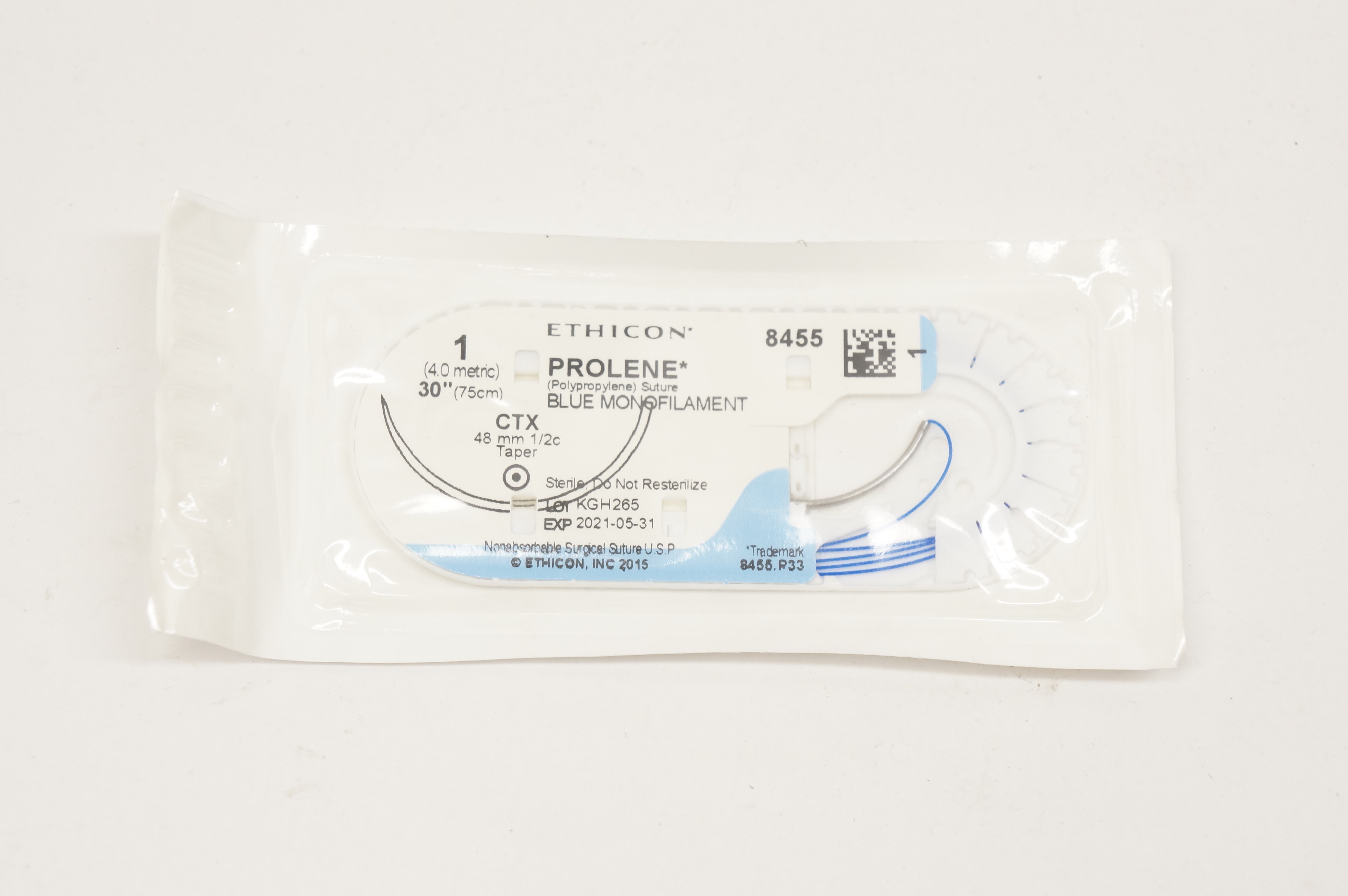 Ethicon 8455 1 PROLENE, CTX, 48mm 1/2c Taper, 30inch