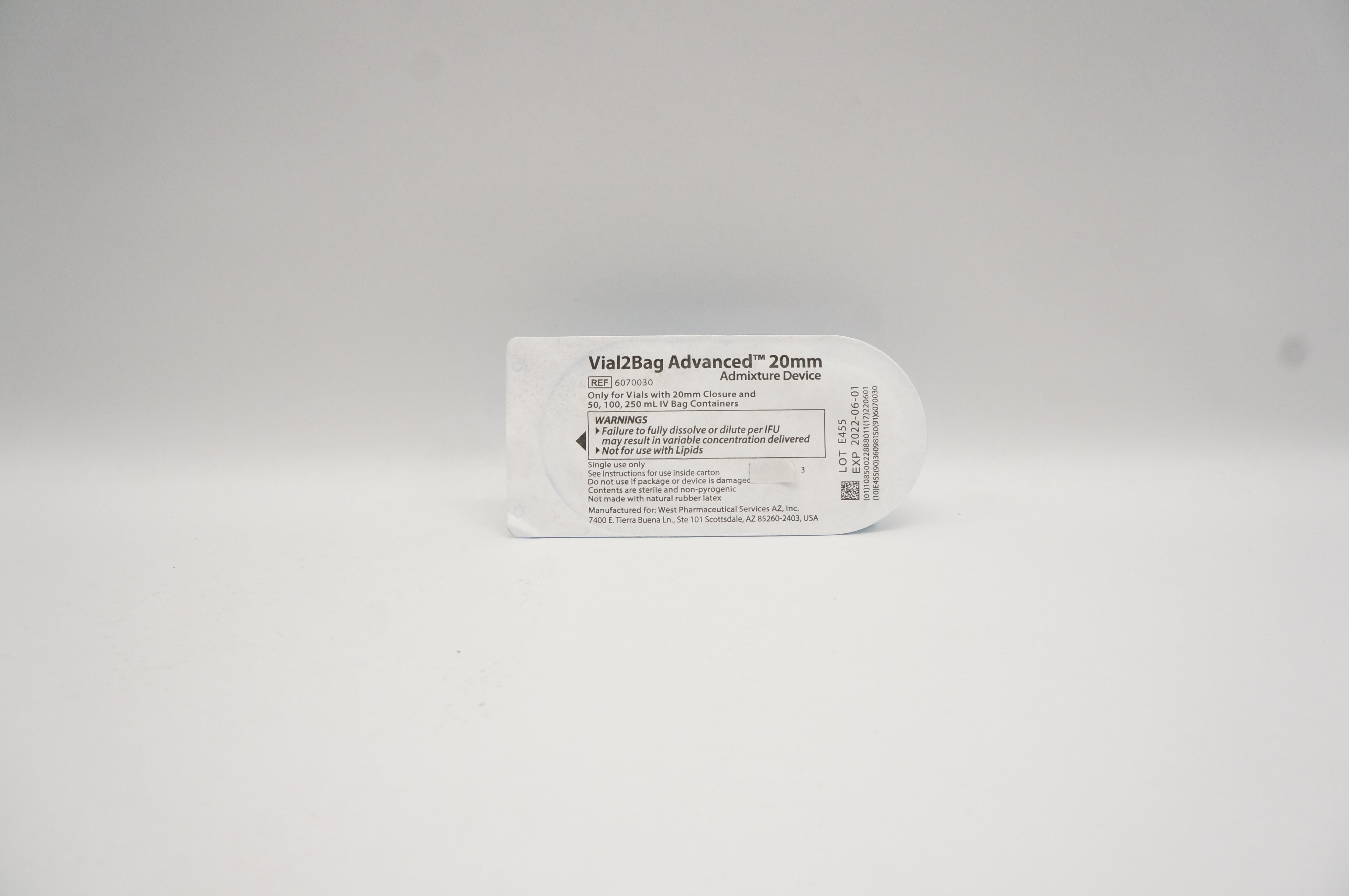 West Pharmaceutical 6070030 Vial2Bag Advanced Admixture Device 20mm