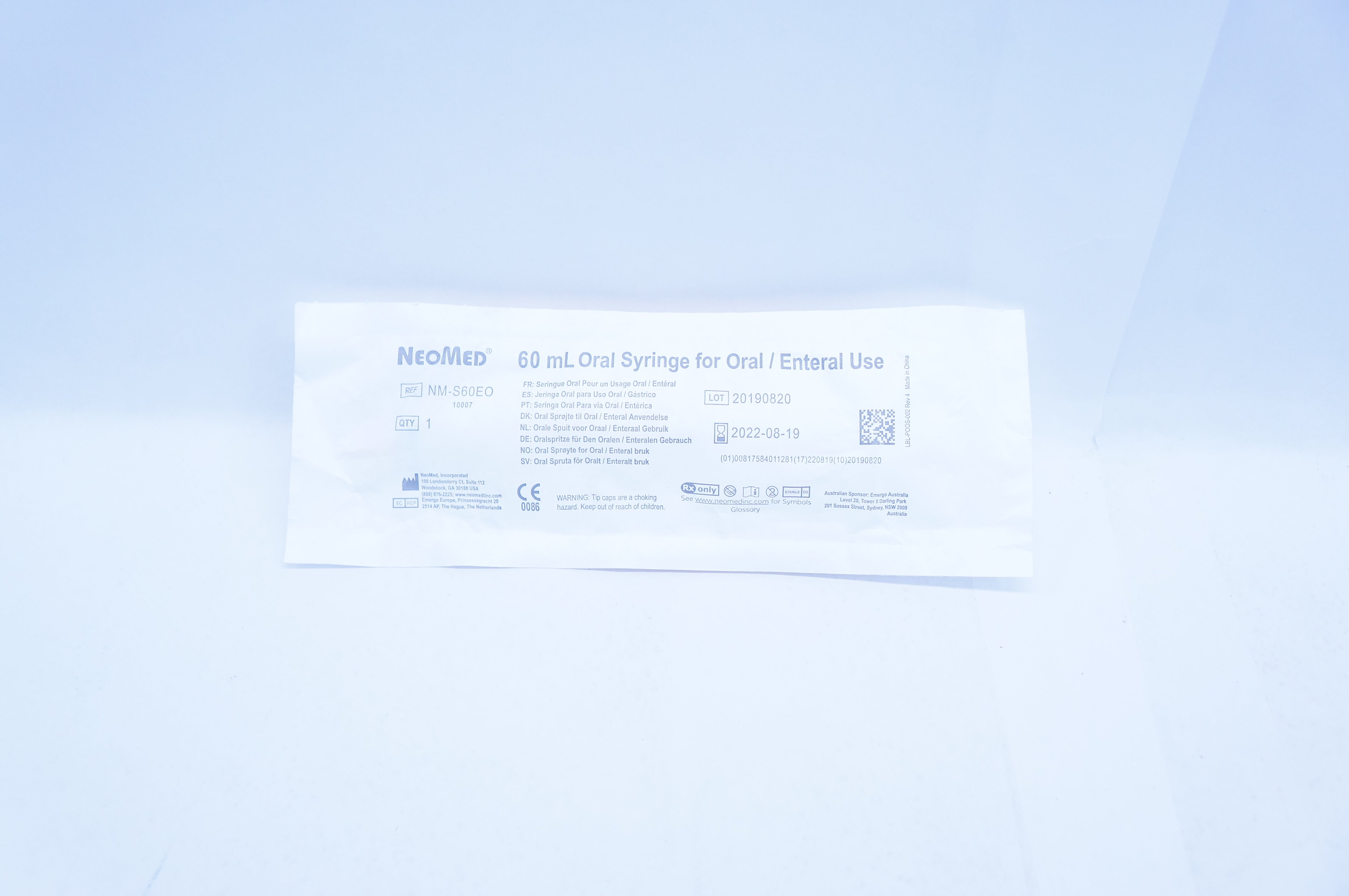 NeoMed NM-S60EO 60mL Oral Syringe