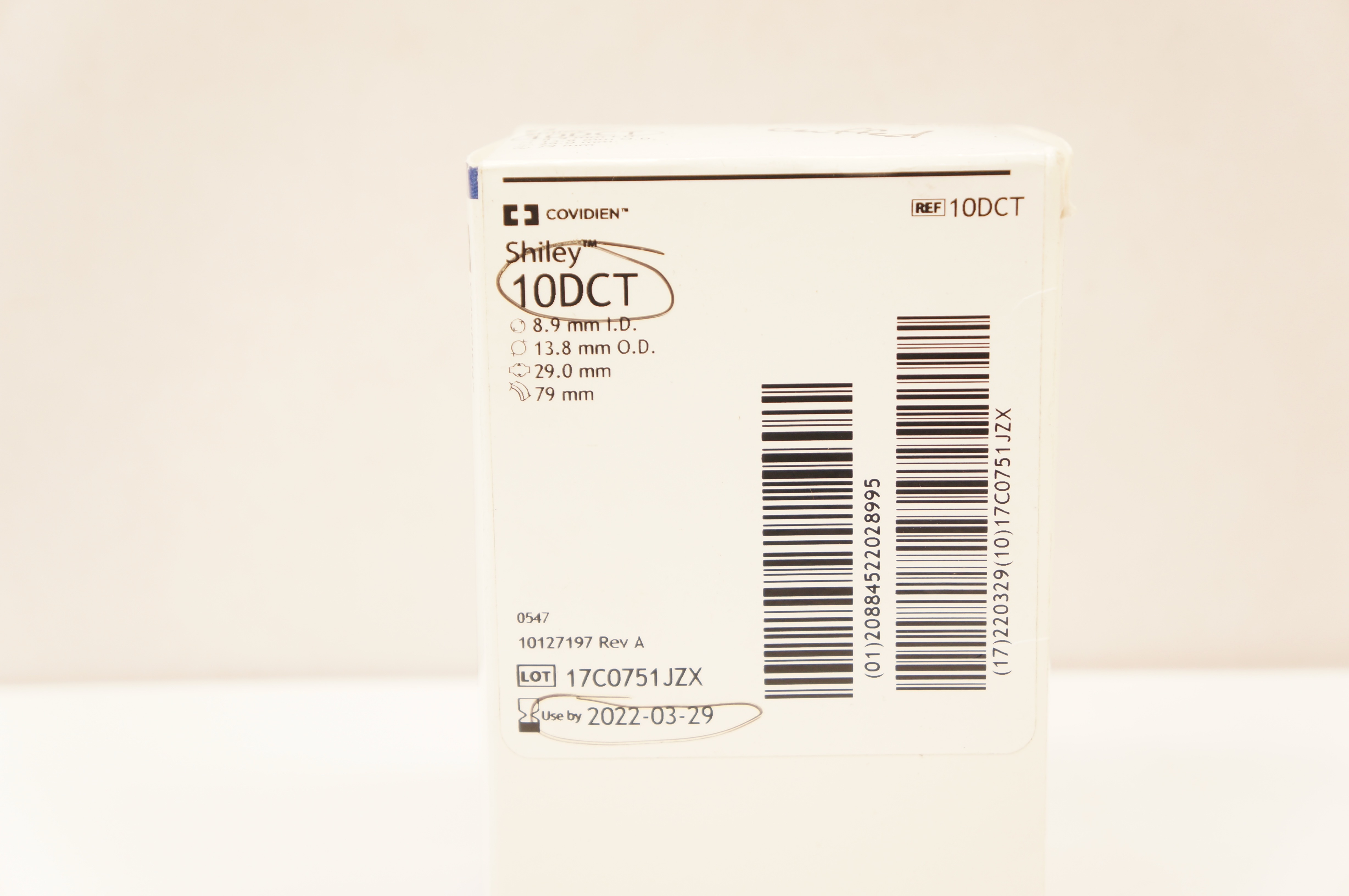 Covidien 10DCT Shiley Tracheostomy Tube Cuffed 8.9ID x 13.8 OD x 29.0 x 79mm (x)