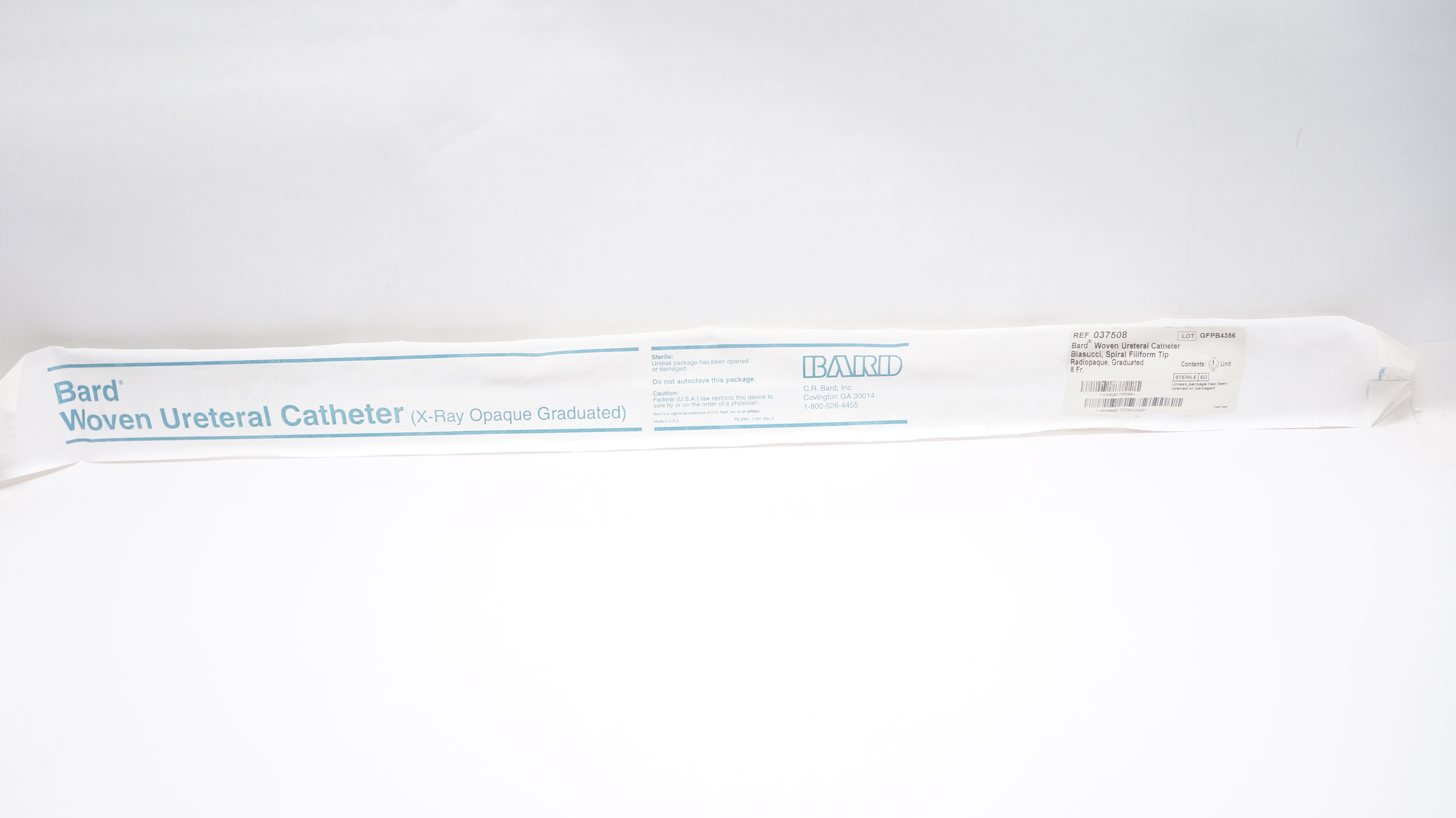 Bard 037508 Woven Ureteral Cath. Blasucci, Spiral Filiform Tip, Graduated 8Fr