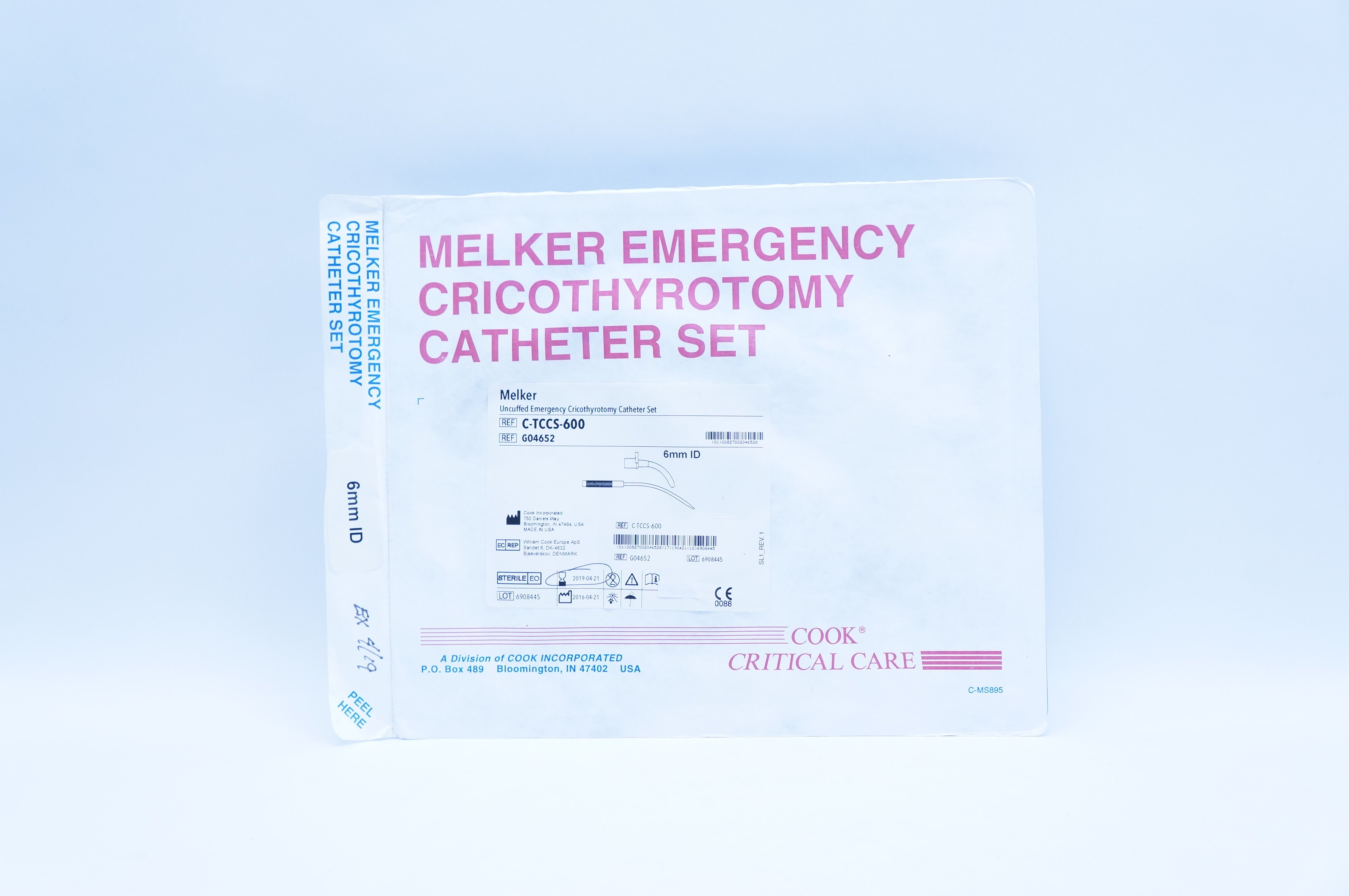 Cook Incorporated G04652 Melker Emergency Cricothyrotomy Cath. Set 6mm ID (x)