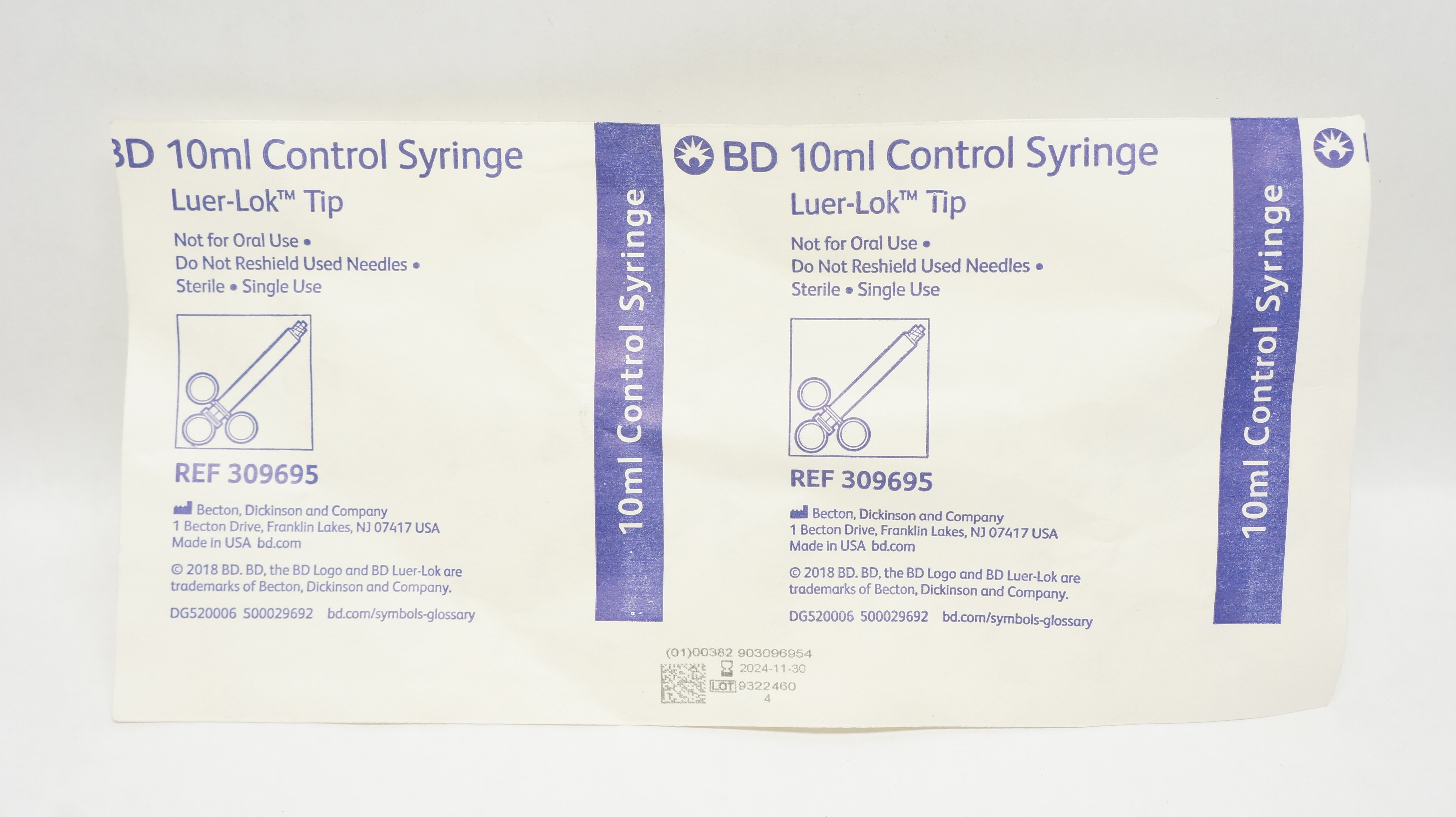 BD 309695 Luer-Lok Tip Control Syringe 10ml