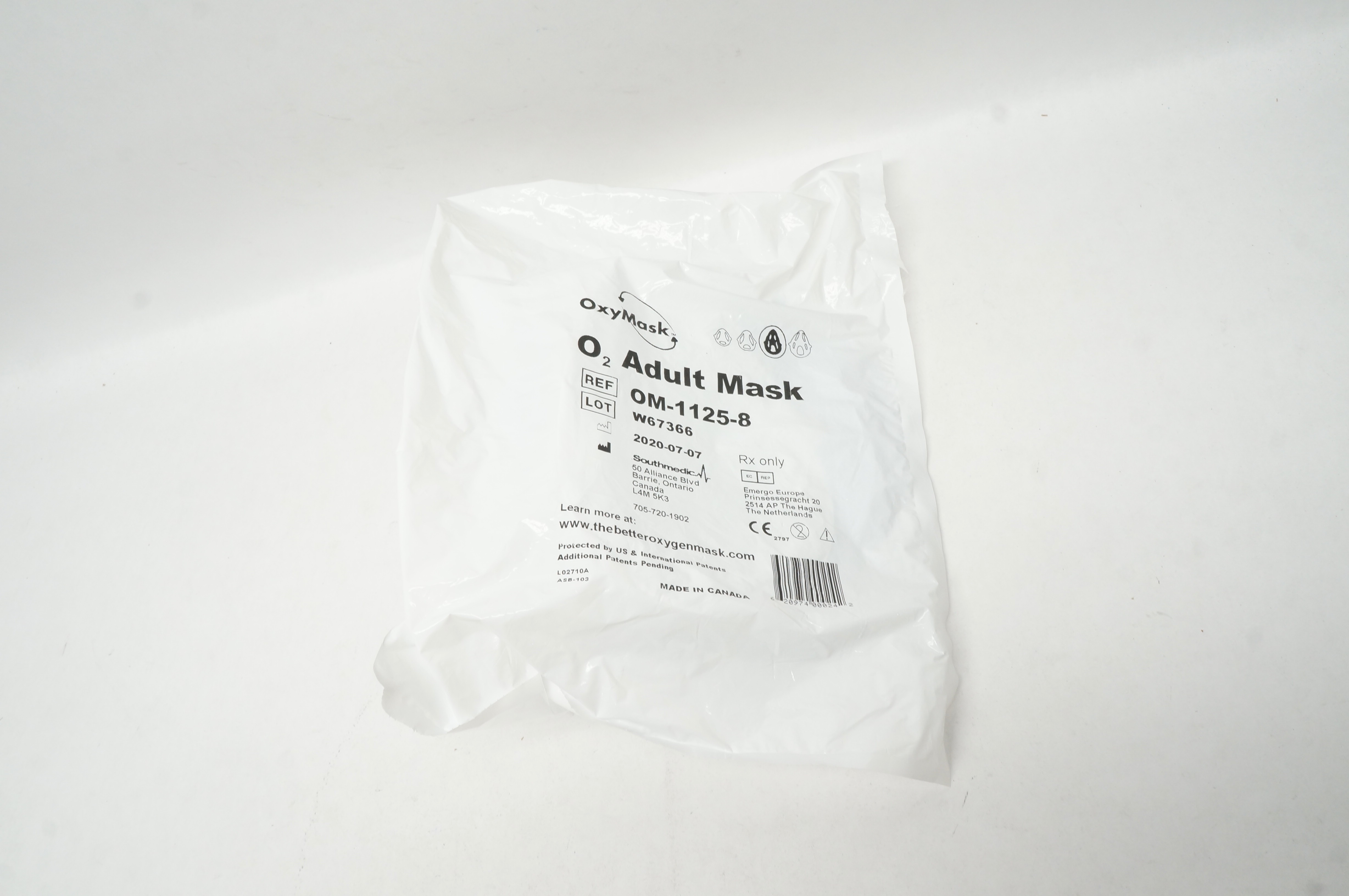 Southmedical OM-1125-8 OxyMask O2 Adult Mask