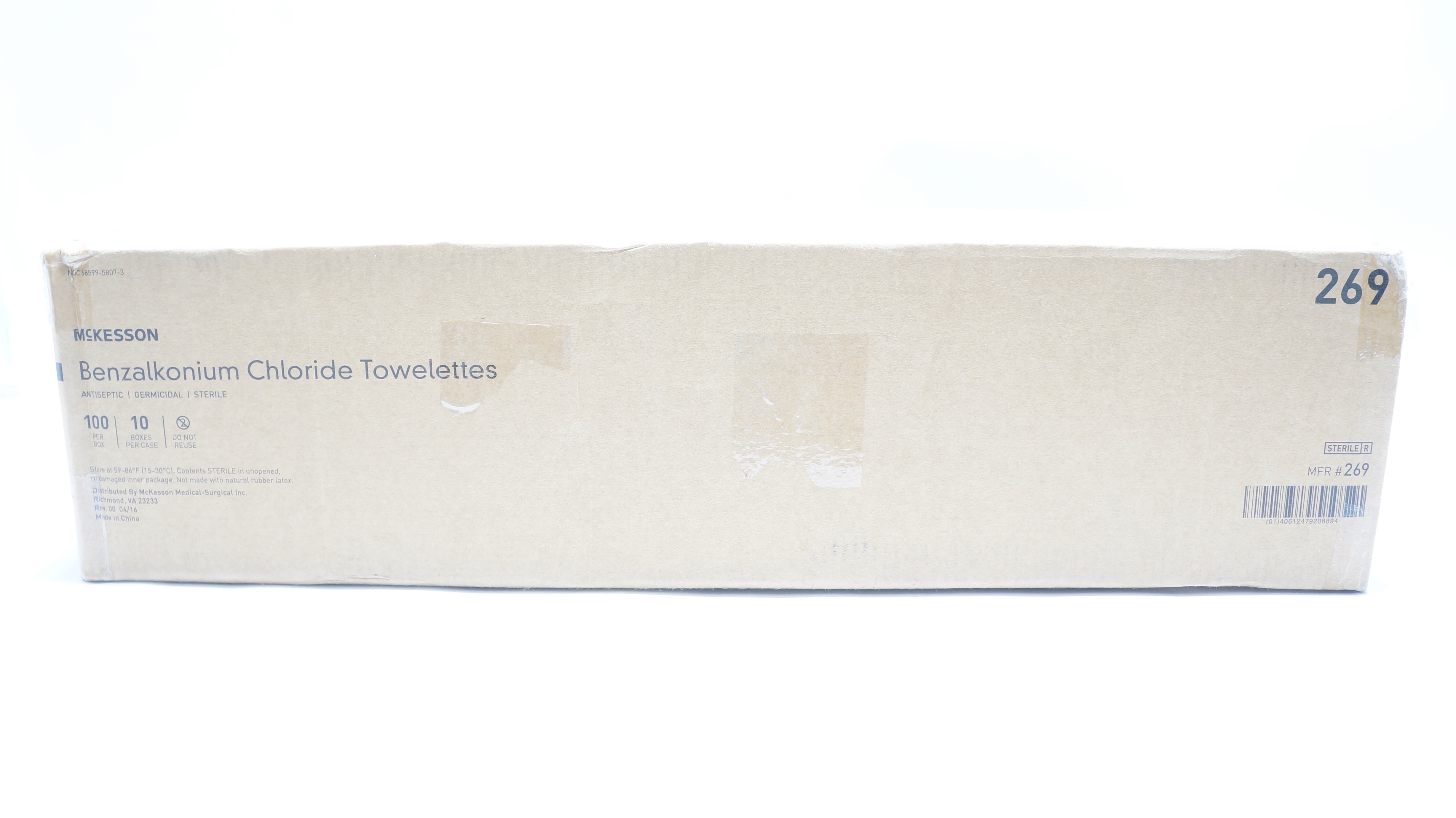 McKesson 269 Benzalkonium Chloride Towelettes - Box of 1000