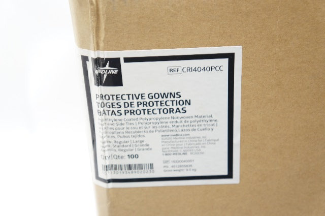 Medline CRI4040PCC Protective Gowns, Yellow Regular, Large - Case of 100