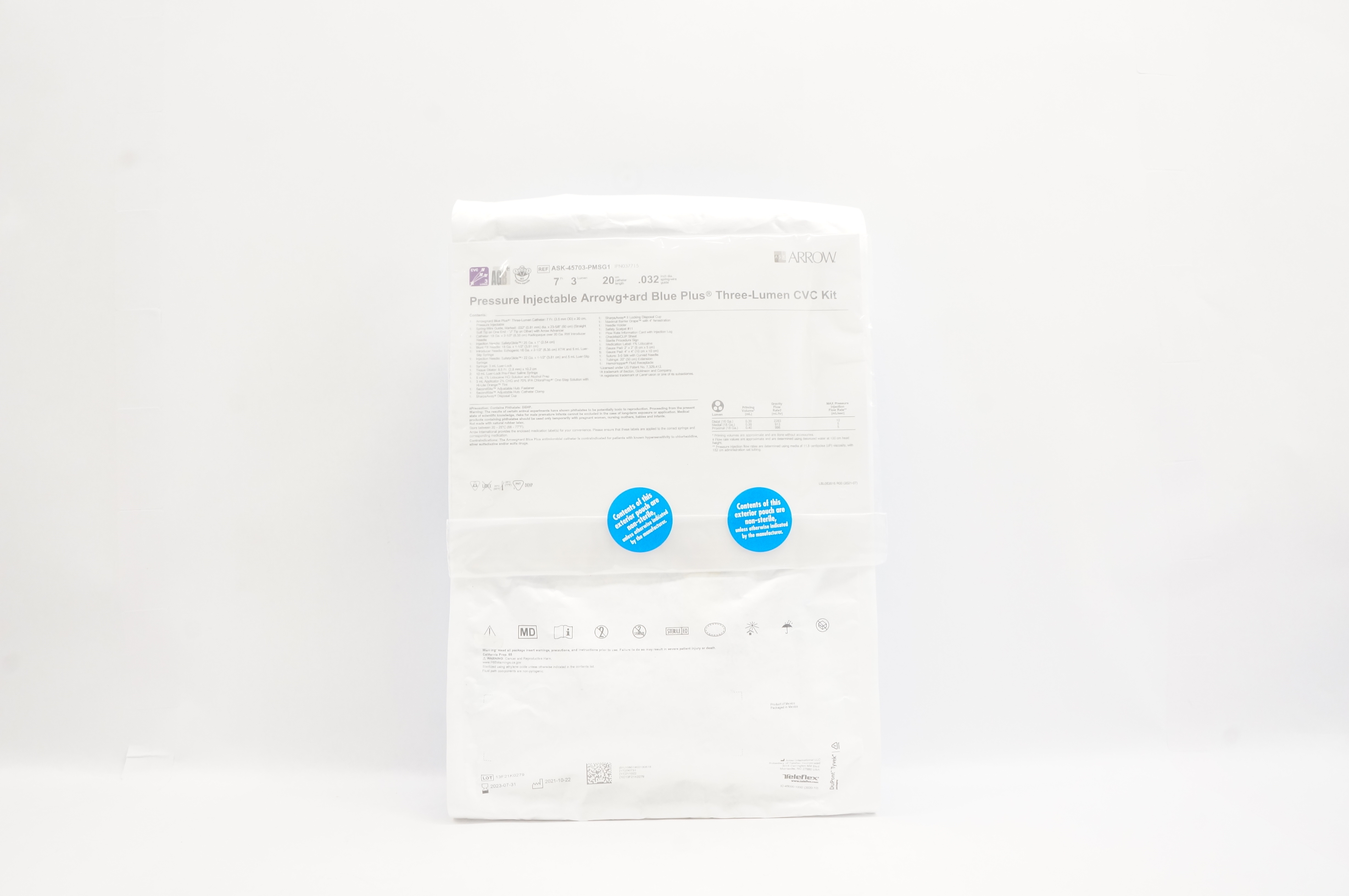 Arrow ASK-45703-PMSG1 Multi-Lumen Central Venous Catheterization Kit 7Fr x 20cm