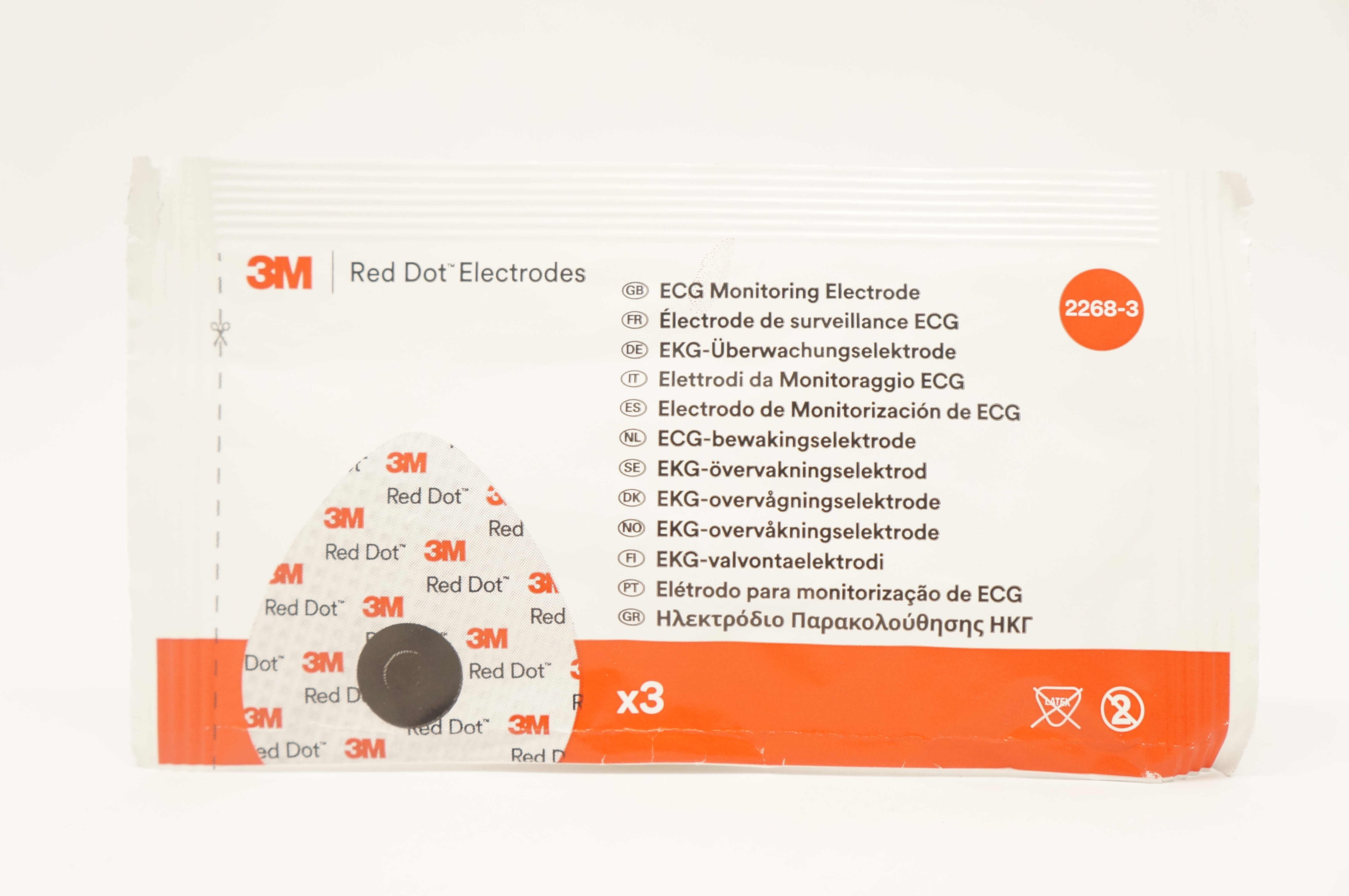 3M 2268-3 Red Dot ECG Monitoring Electrode (x) - Pack of 3