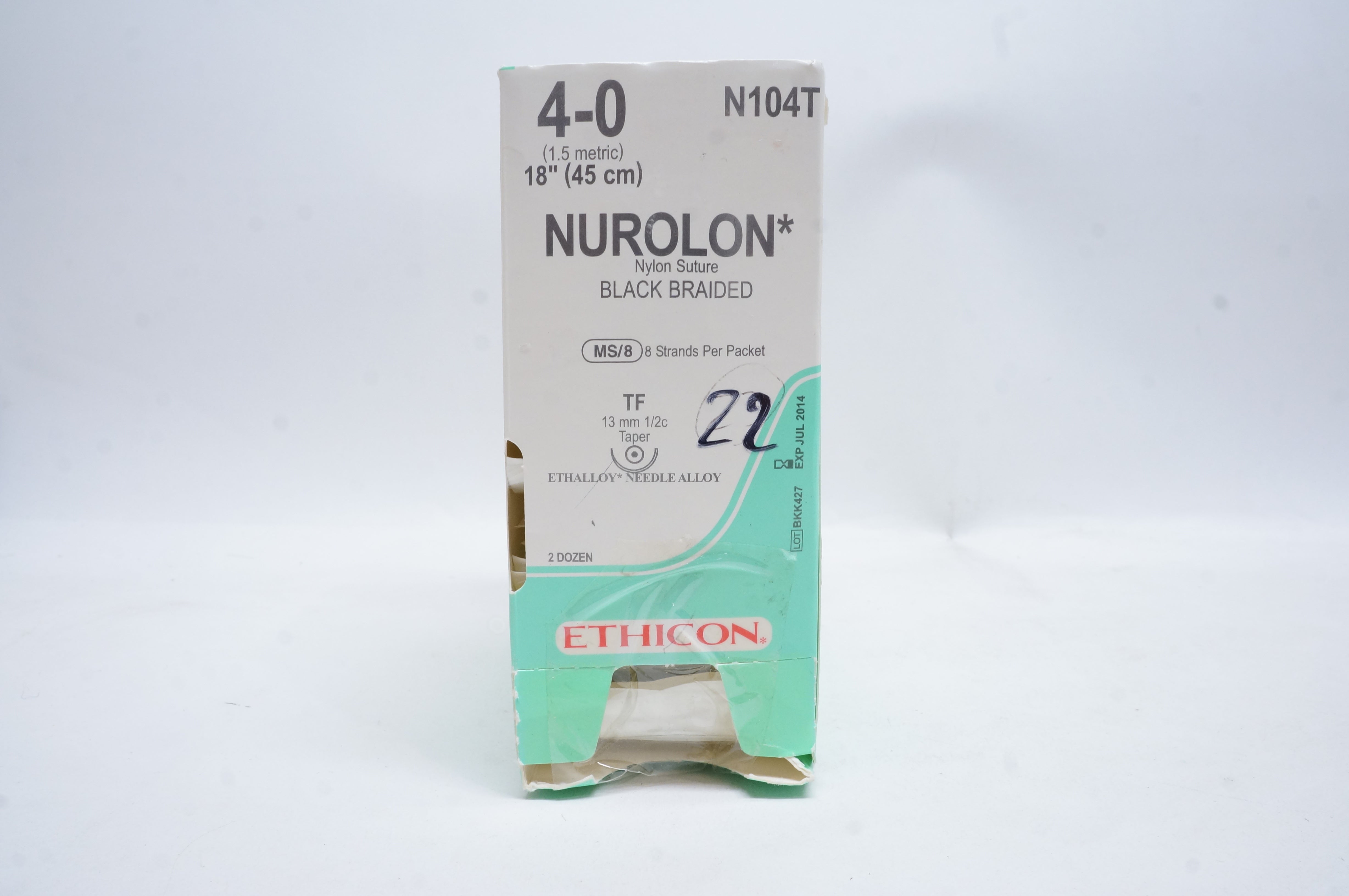 Ethicon N104T 4-0 NUROLON, TF, 13mm 1/2c Taper, 18inch (x) - Box of 12