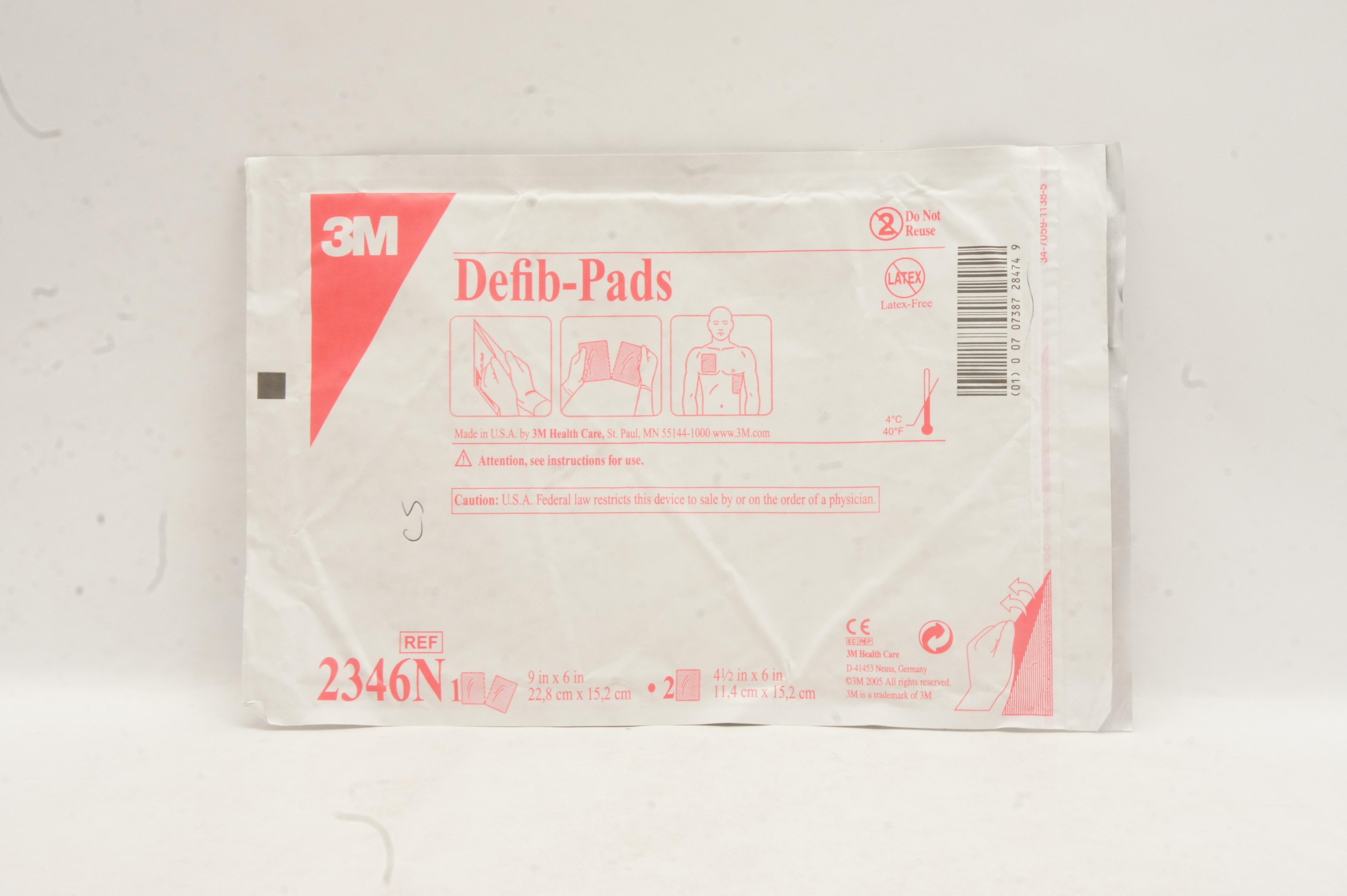 3M 2346N Defib-Pads 9inch x 6inch 4-1/2inch x 6inch (x)