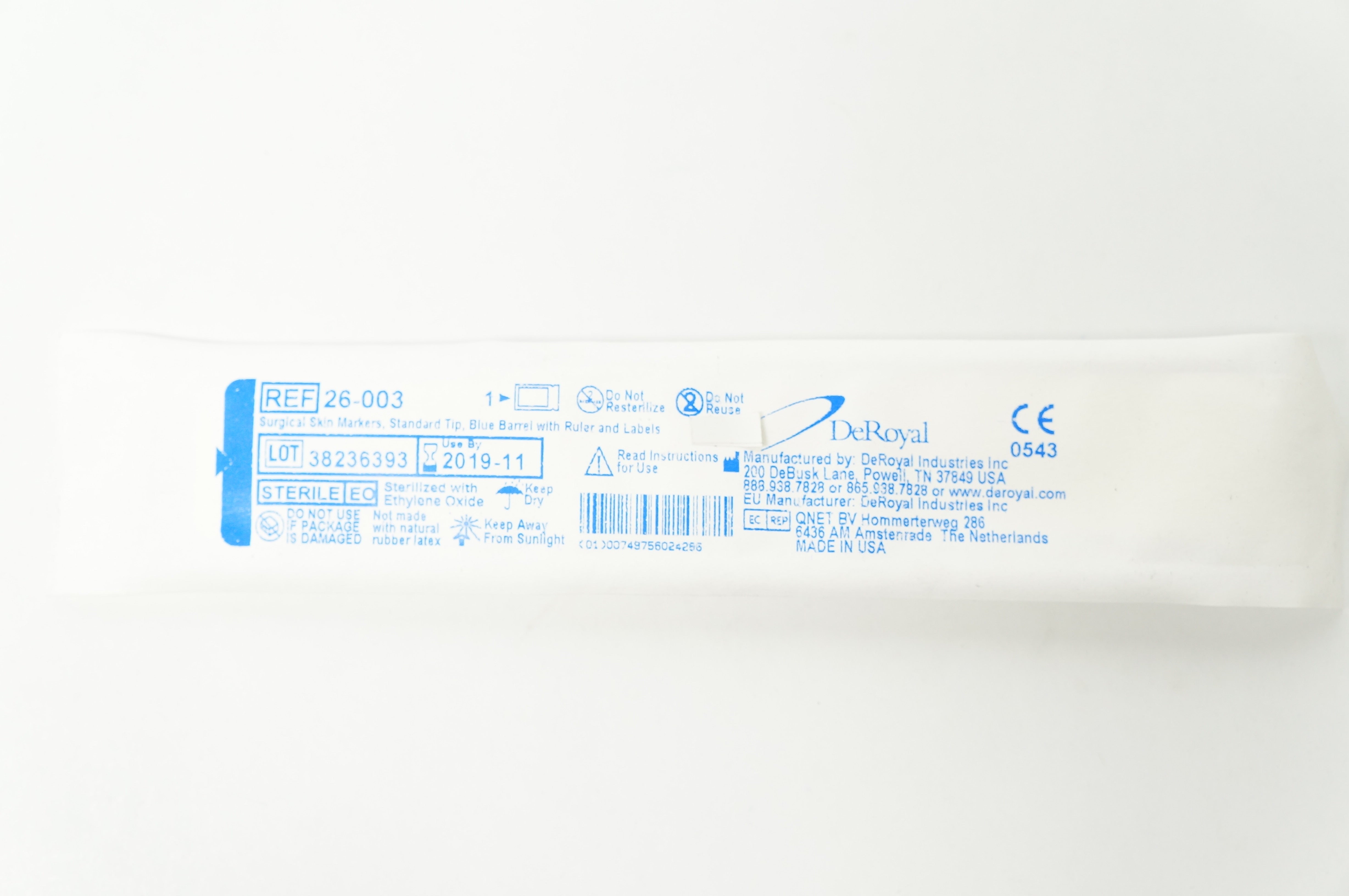 DeRoyal 26-003 Surgical Skin Markers Standard Tip Blue Barrel (x)