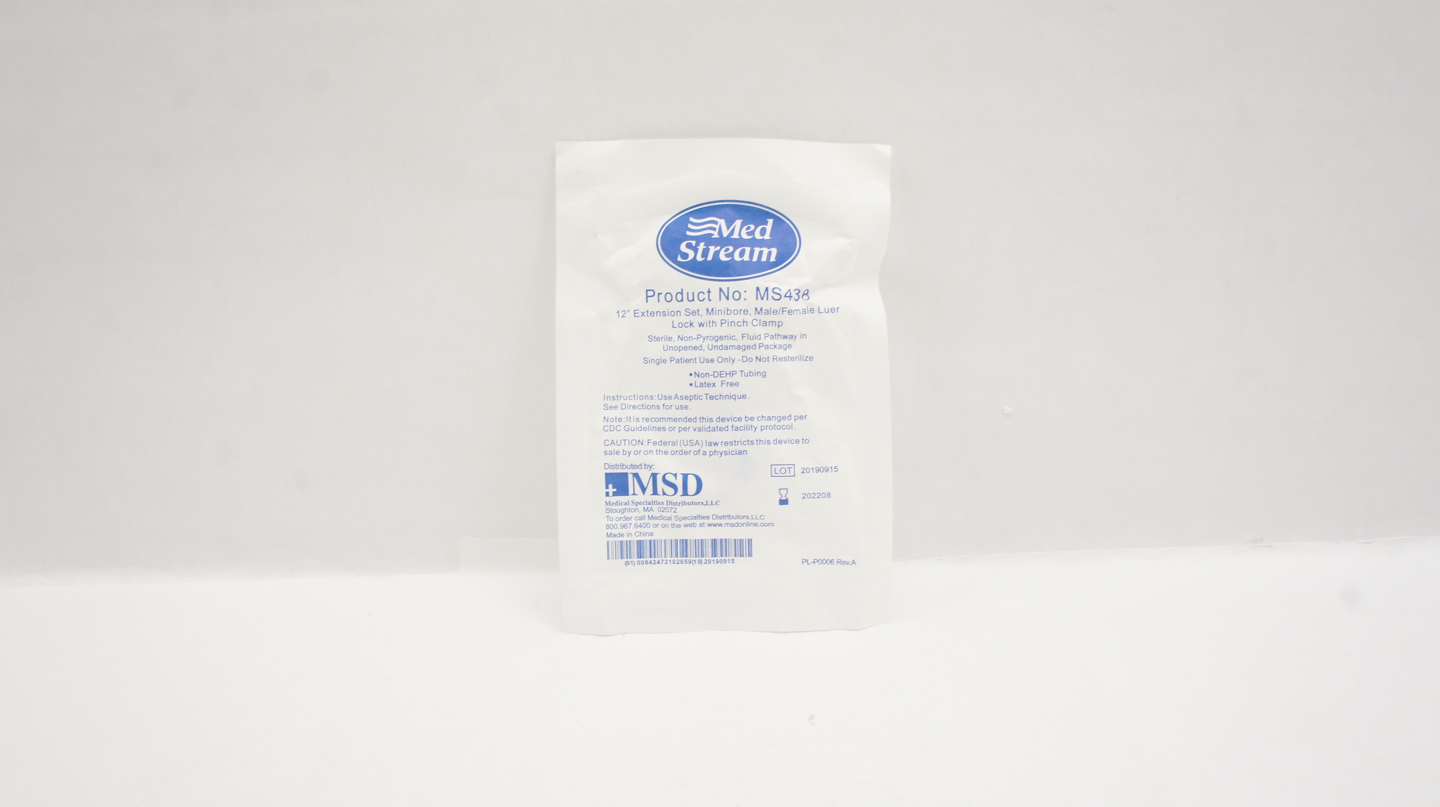 Medical Specialties MS438 12inch Appx Vol 0.3mL Microbore Extension Set (x)