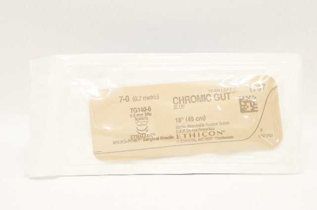 Ethicon 1797 7-0 Chromic Gut Stre TG140-8 6.5mm 3/8c Spatula, 18inch (x)
