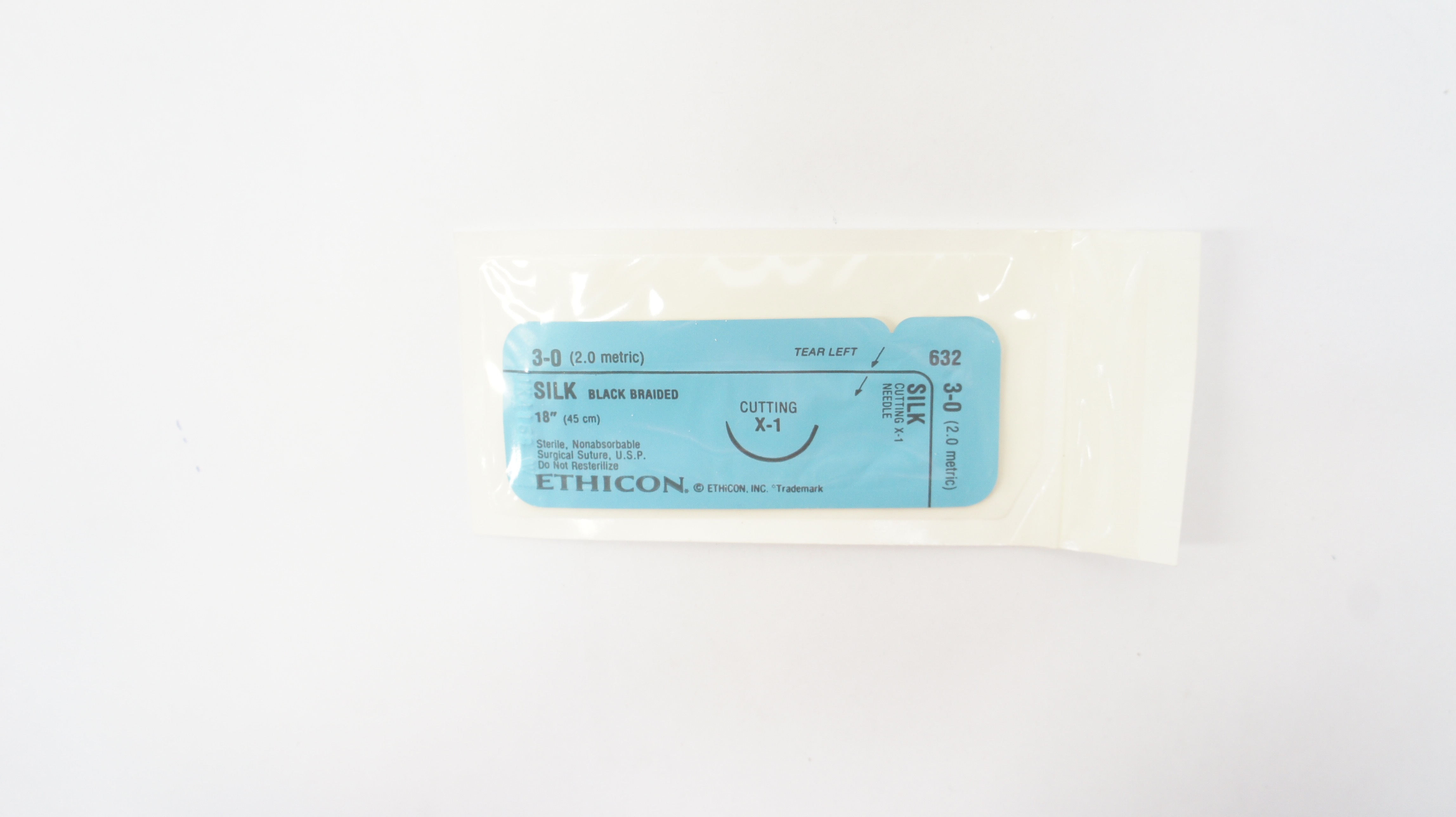 Ethicon 632 3-0 Perma-Hand Silk X-1 22mm 1/2c Reverse Cutting 18inch