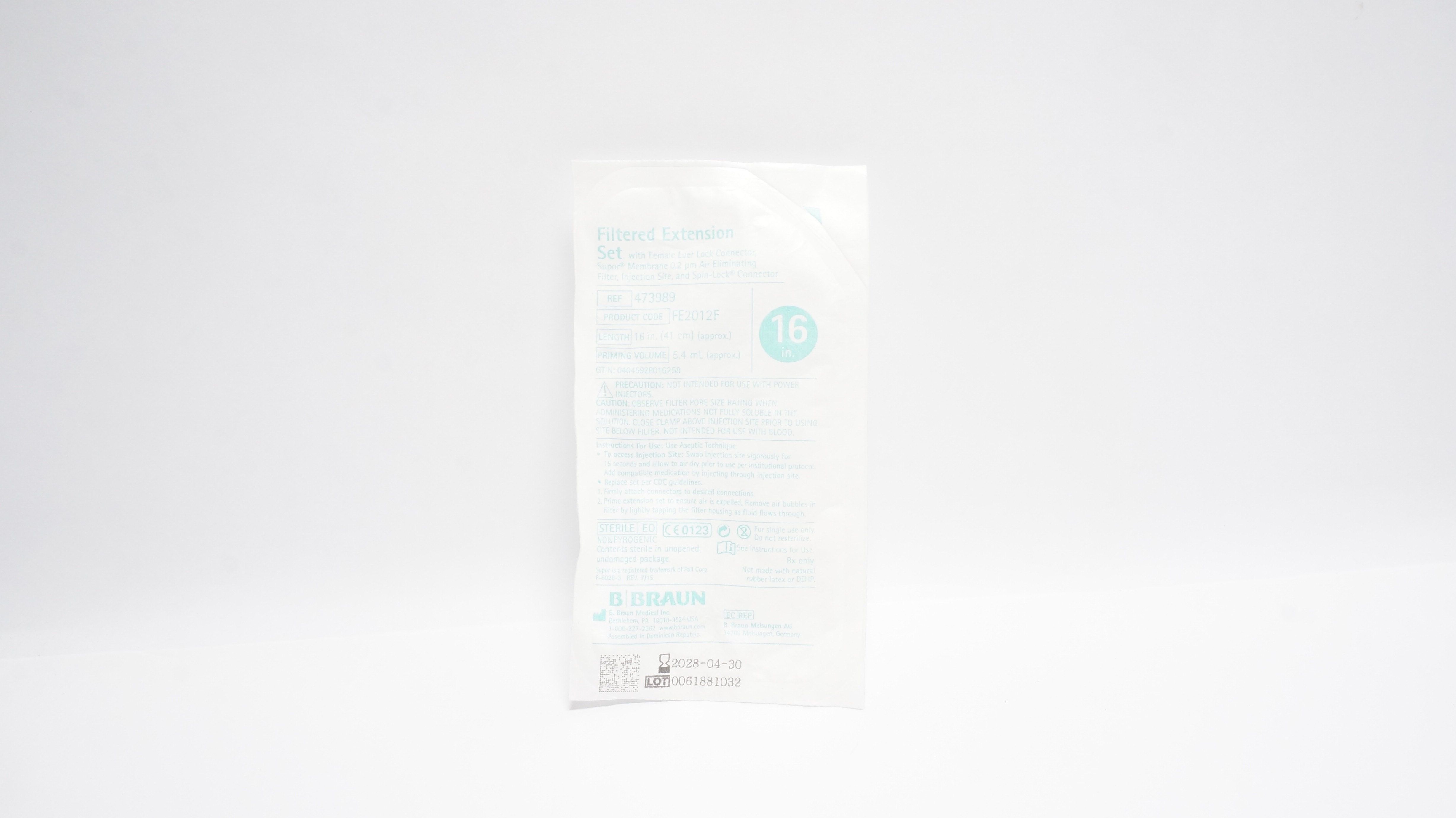 Braun 473989 Filtered Extension Set 5.4mL, 16inch