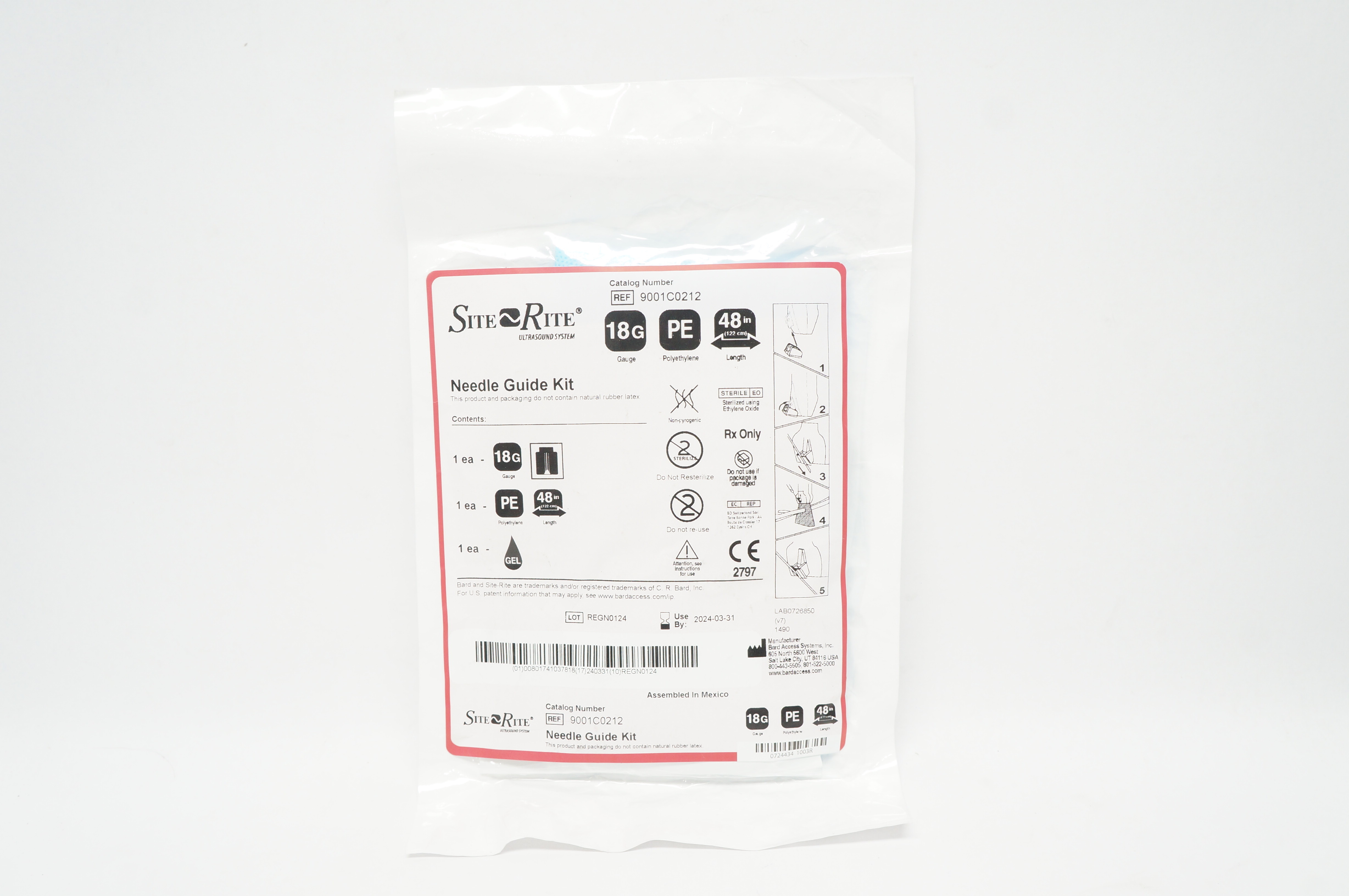 Bard 9001C0212 Site Rite Ndle. Guide Kit 18G x 48inch