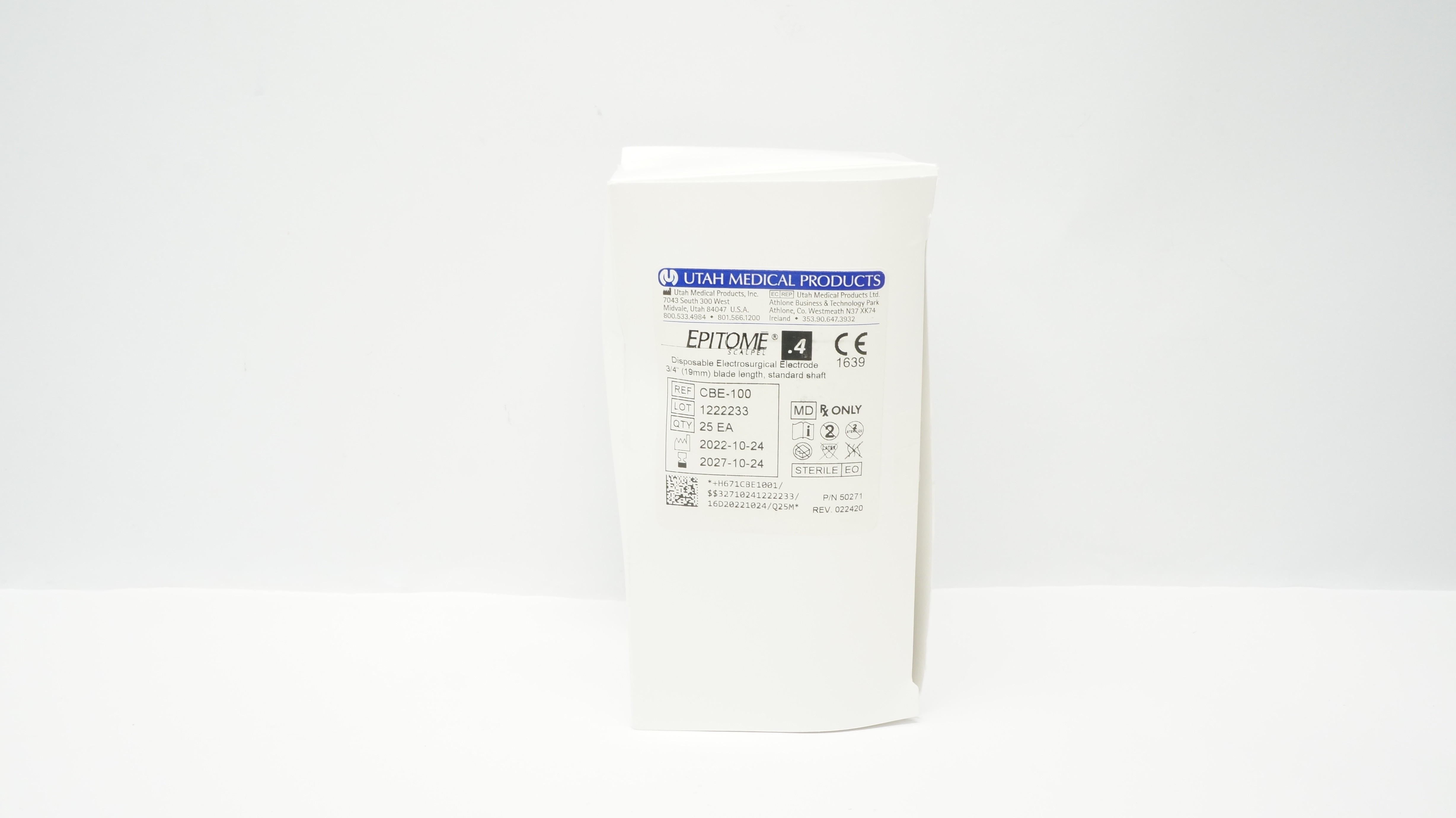 Utah Medical CBE-100 Epitome .4 Disposable Electrosurgical Electrode - Box of 25