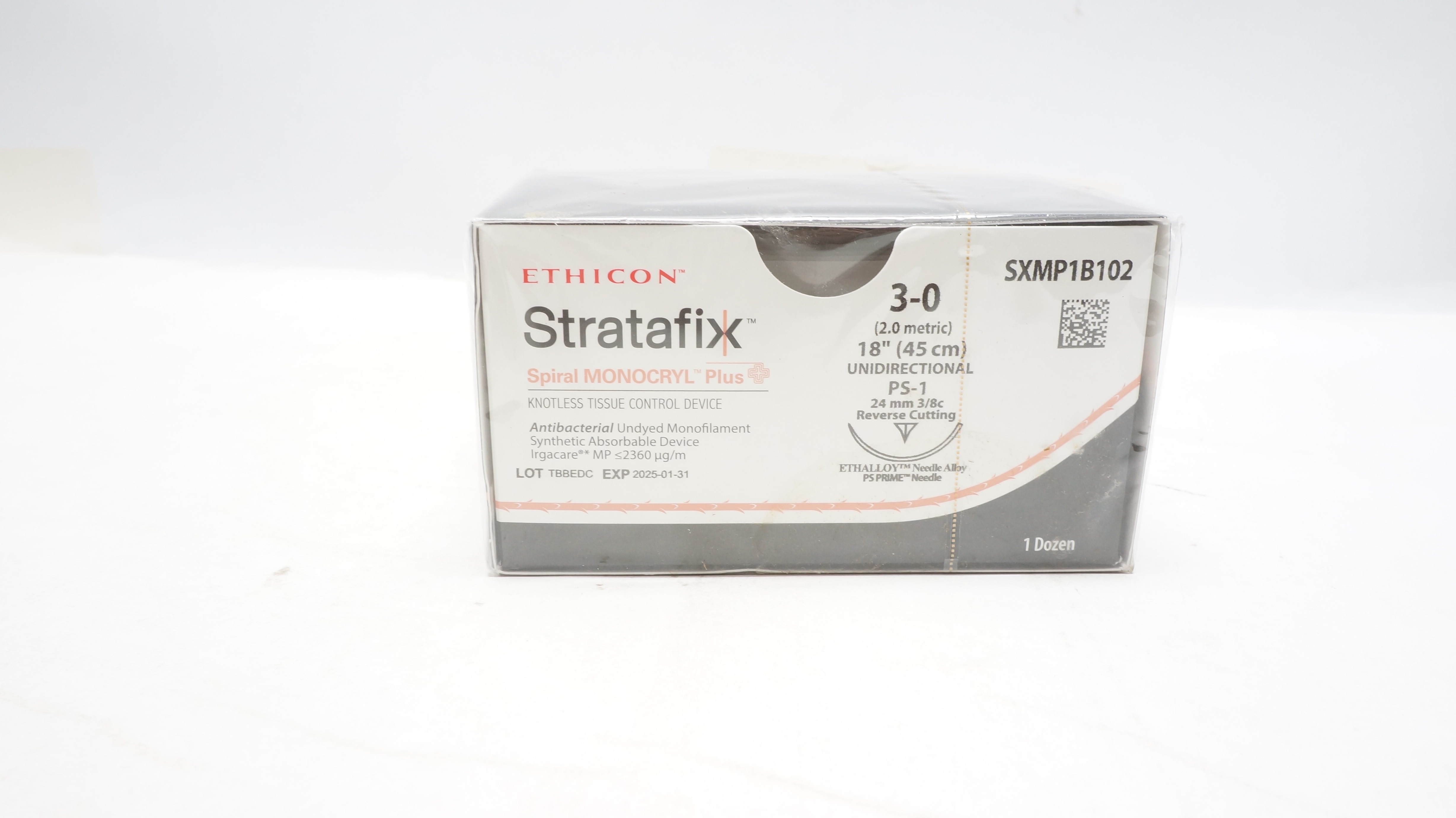Ethicon SXMP1B102 3-0 Stratafix Stre 18inch PS-1 24mm 3/8c Taper (x) - Box of 12