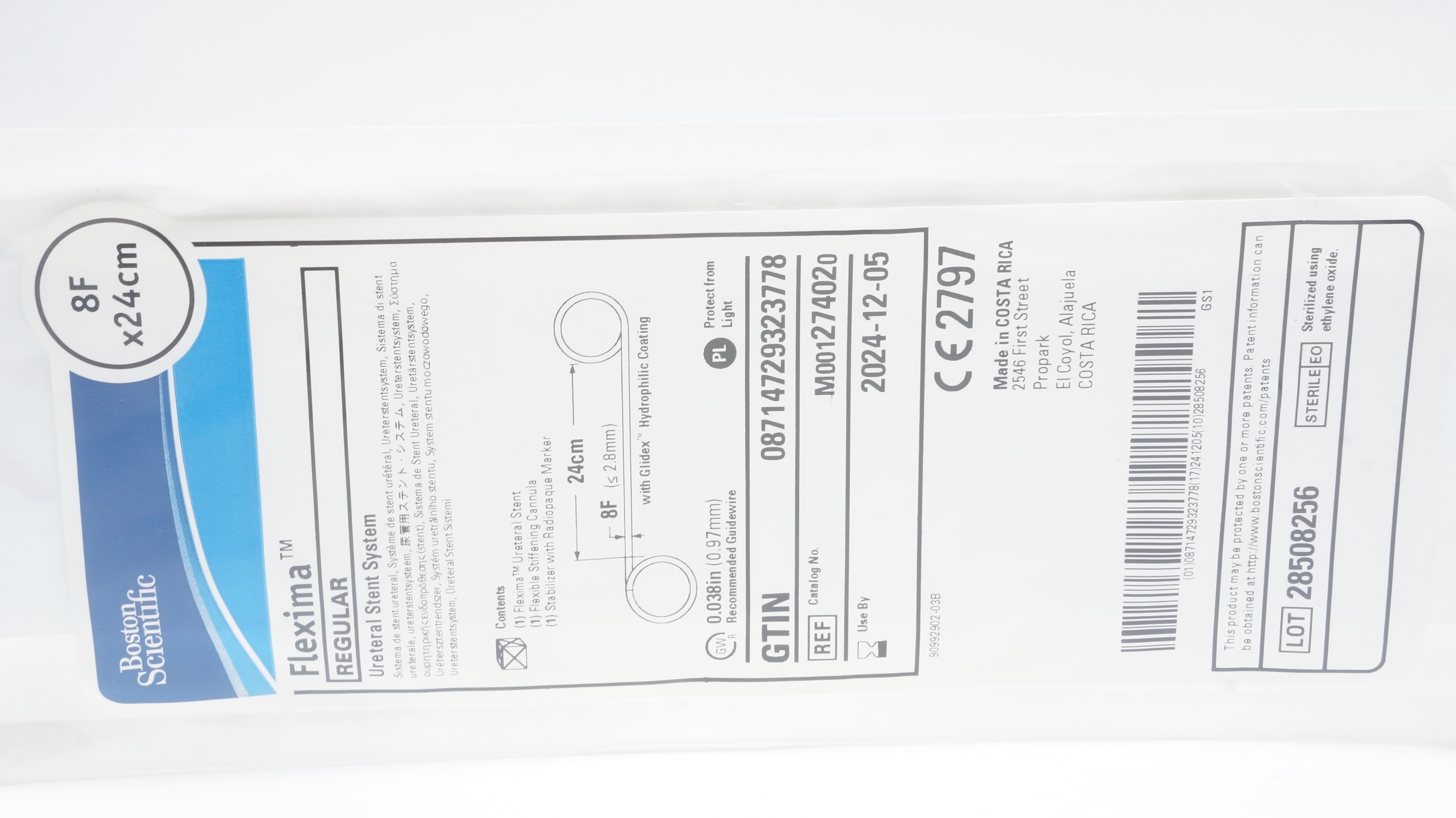 Boston Scientific M001274020 Flexima Regular Ureteral Stnt System 8F x 24cm (x)