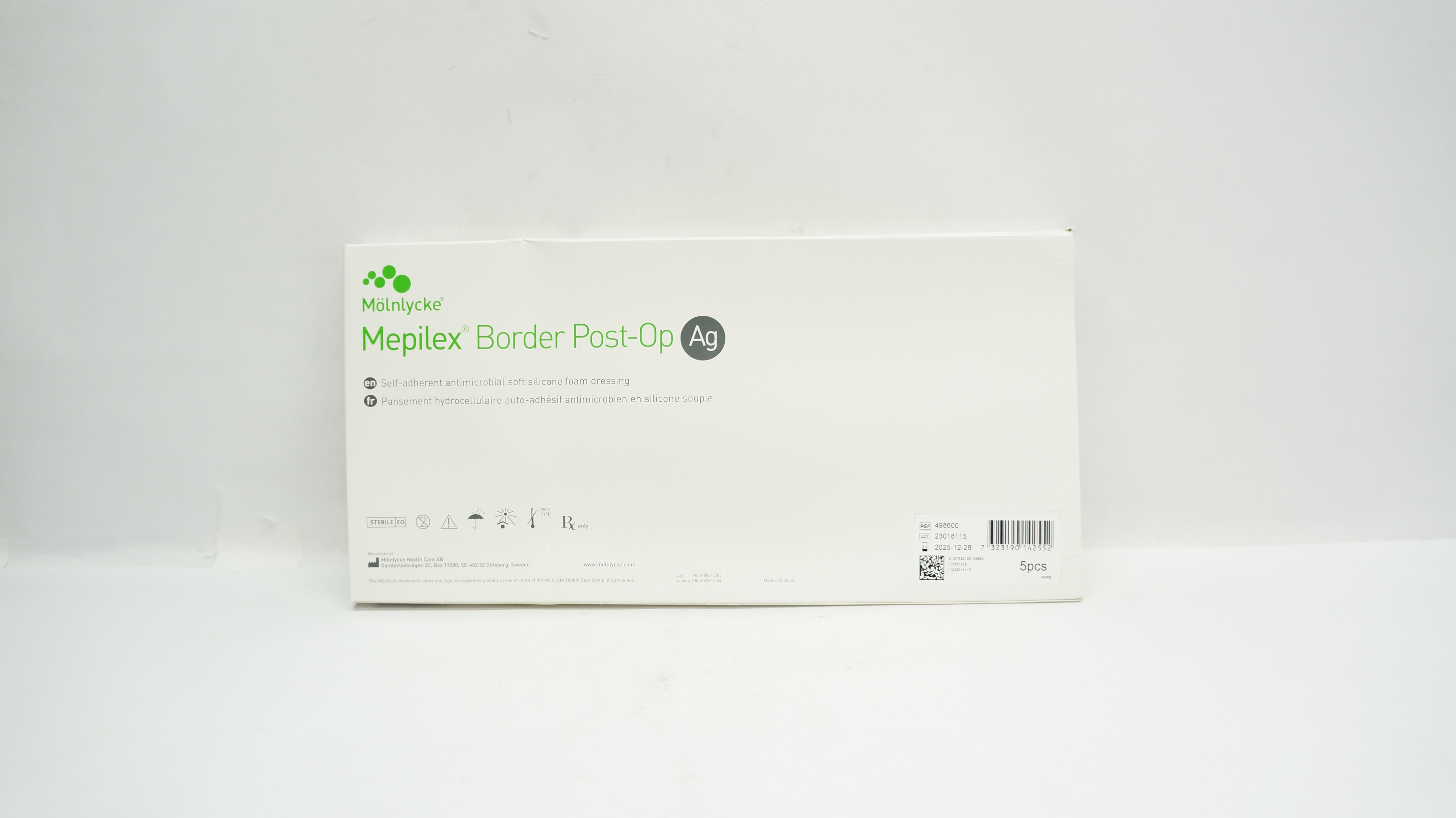 Molnlycke Health Care 498600 Mepilex Soft Foam Dressing 4 x 12inch - Box of 5