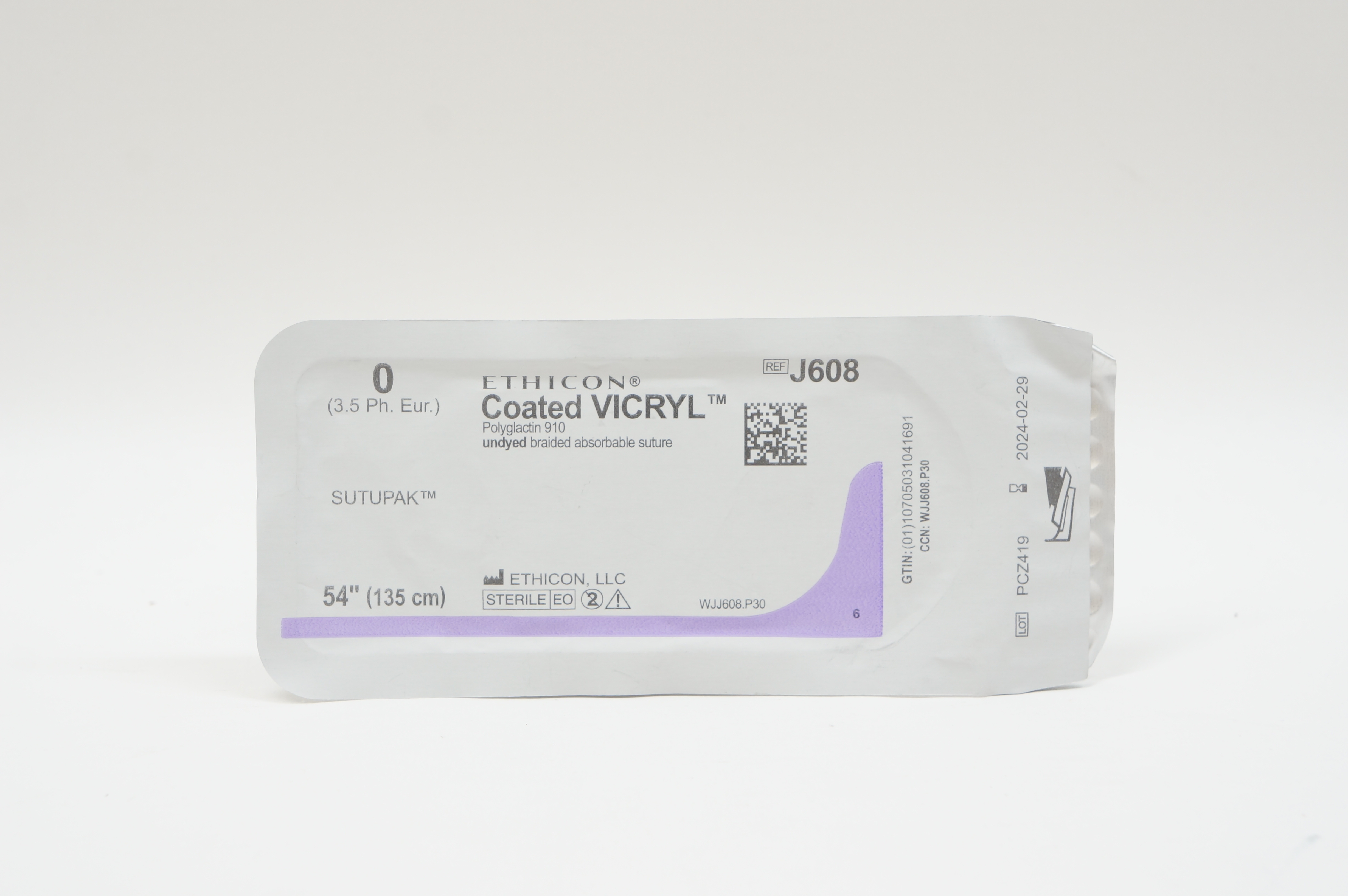 Ethicon J608 0 VICRYL, SUTUPAK, 54inch