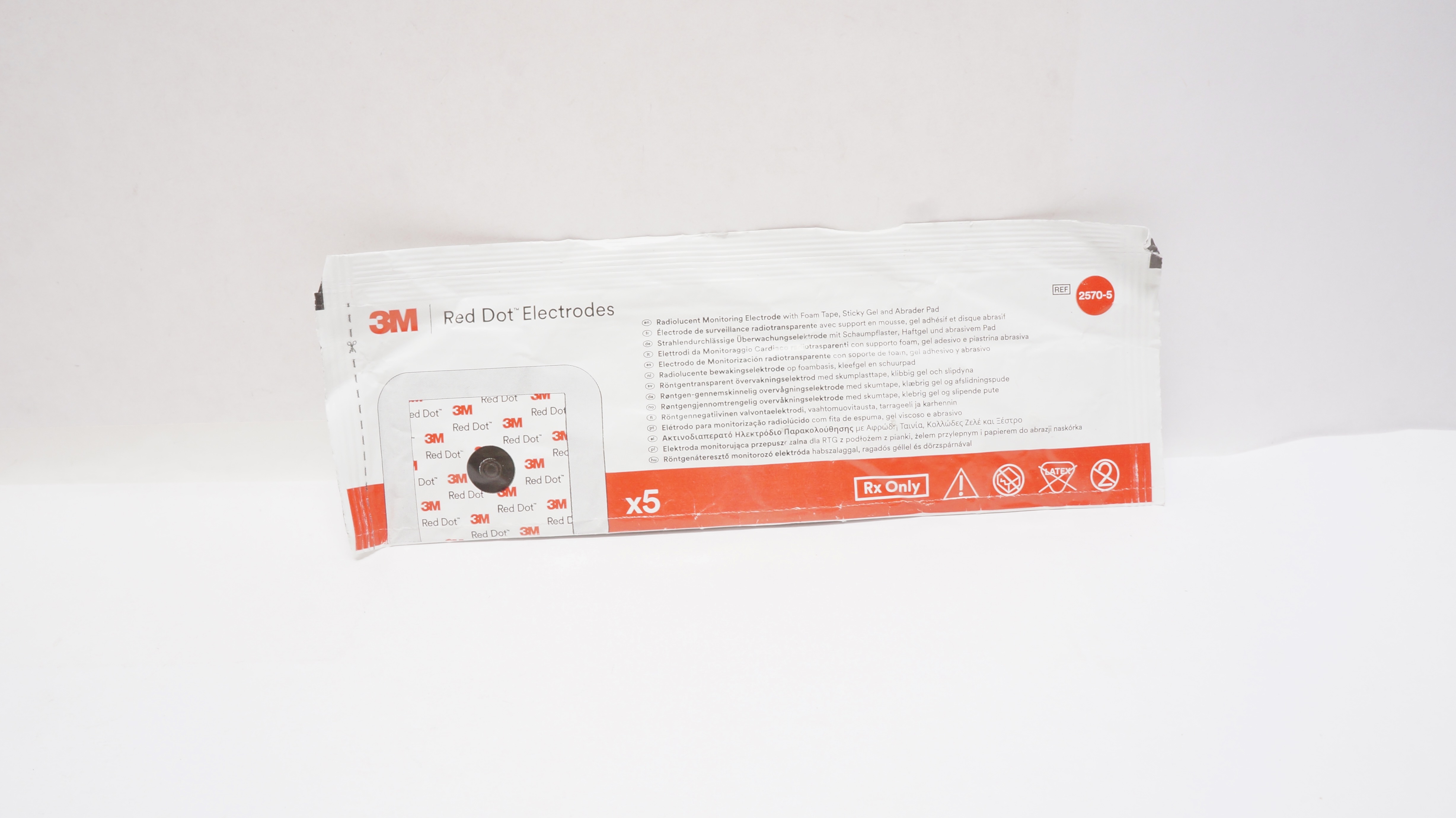 3M 2570-5 Red Dot Radiolucent Monitoring Electrodes (x) - Pack of 5