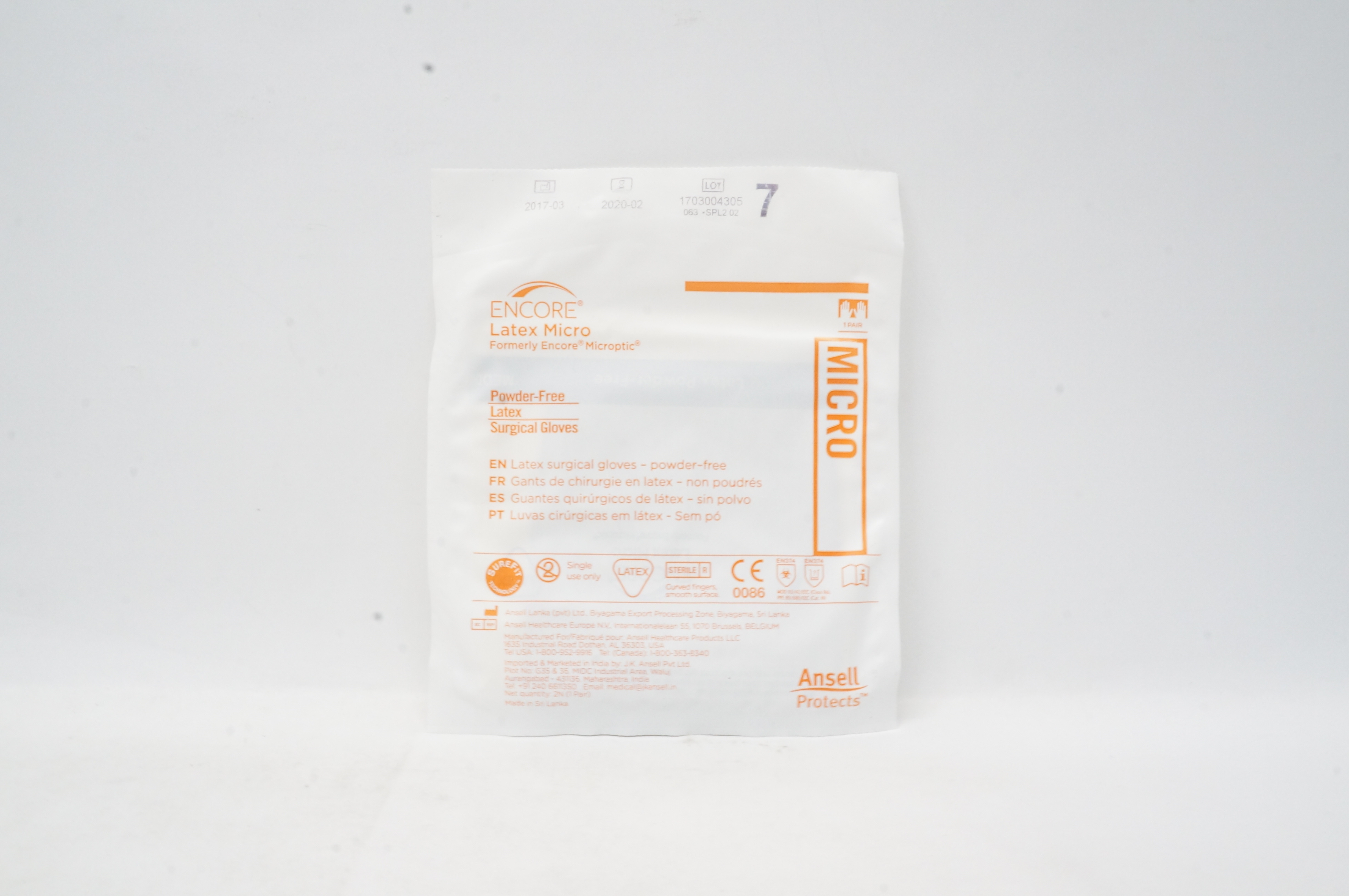 Ansell 5787004 Encore Latex Micro Powder-Free Surgical Gloves 7 (x)