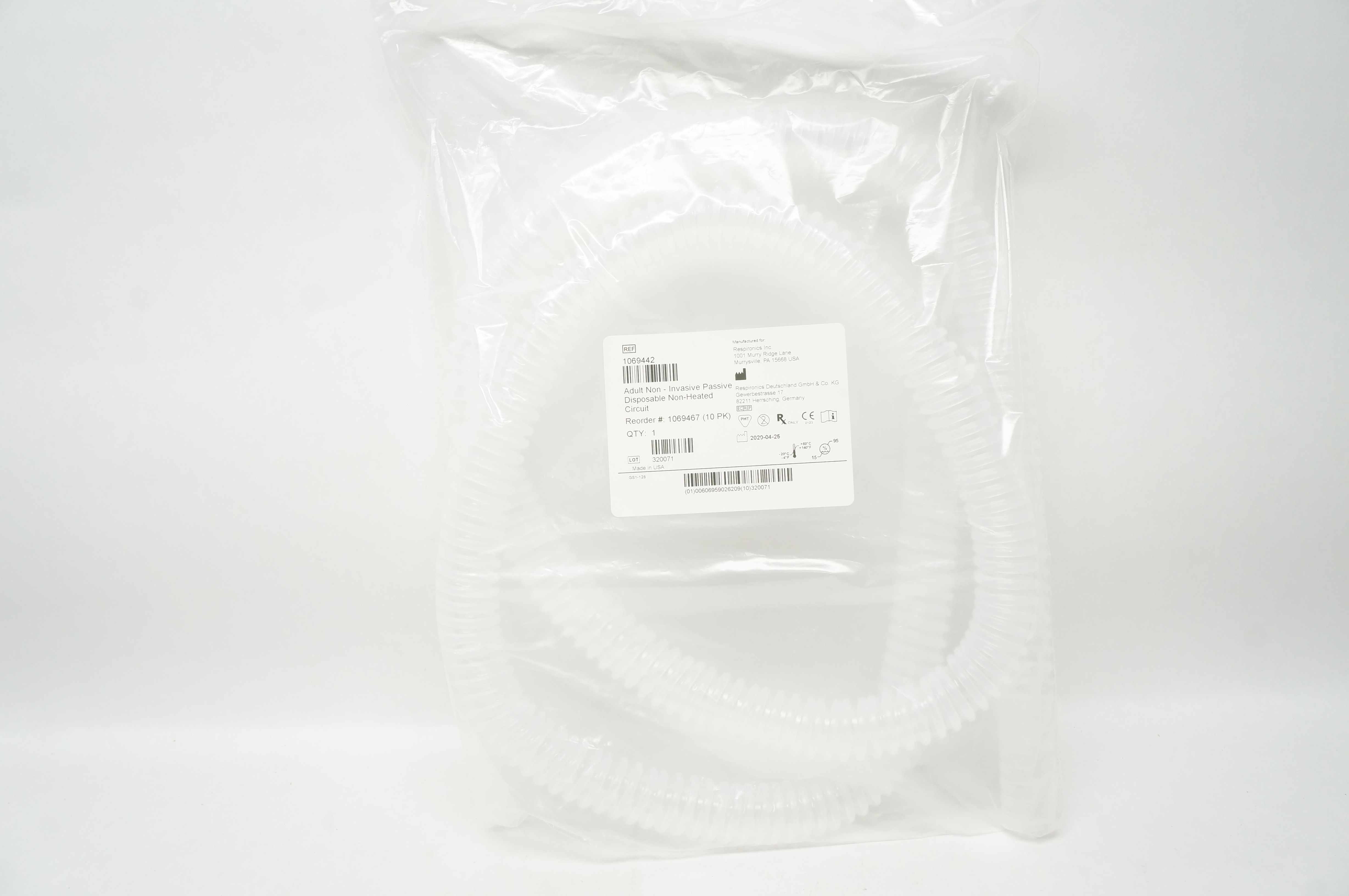 Respironics 1069442 Adult Non-Invasive Passive Disposable Circuit