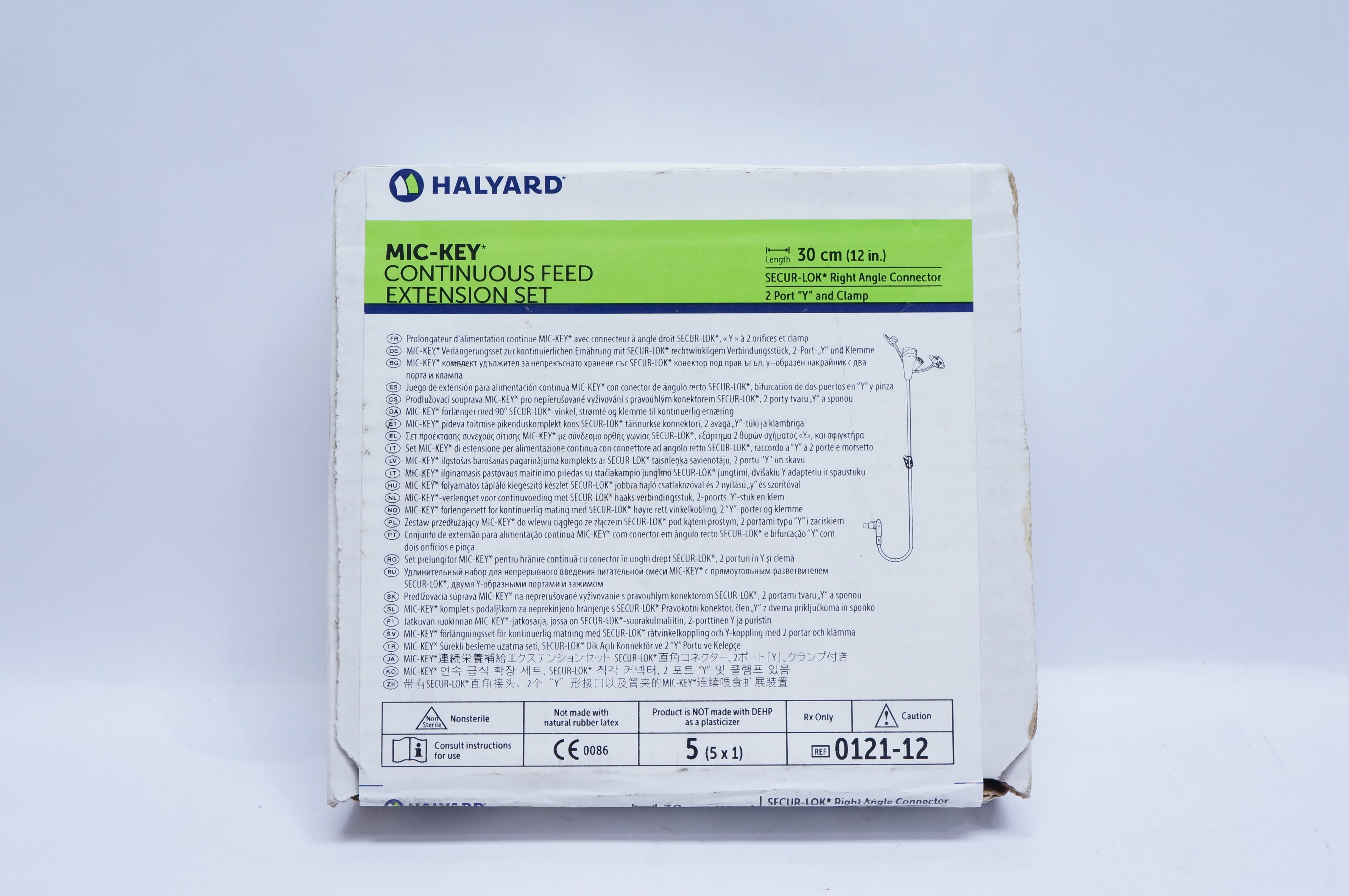 Halyard 0121-12 MIC-KEY Contonuous Feed Extension Set 12inch - Box of 5