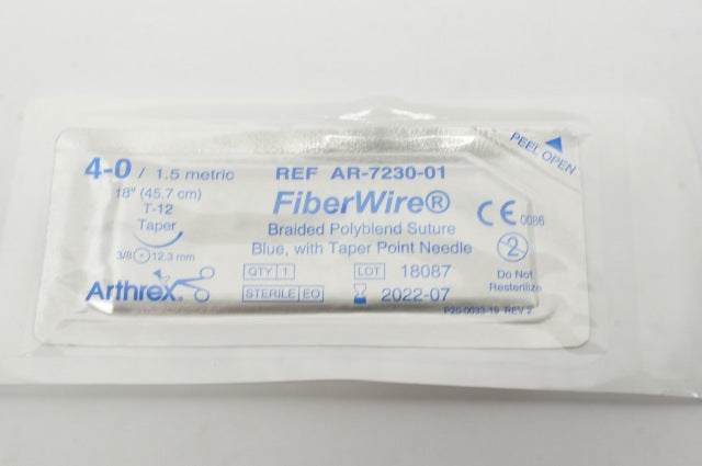 Arthrex AR-7230-01 4-0 FiberWire Polyblend, T-12, 12.3mm 3/8 Taper, 18inch (x)
