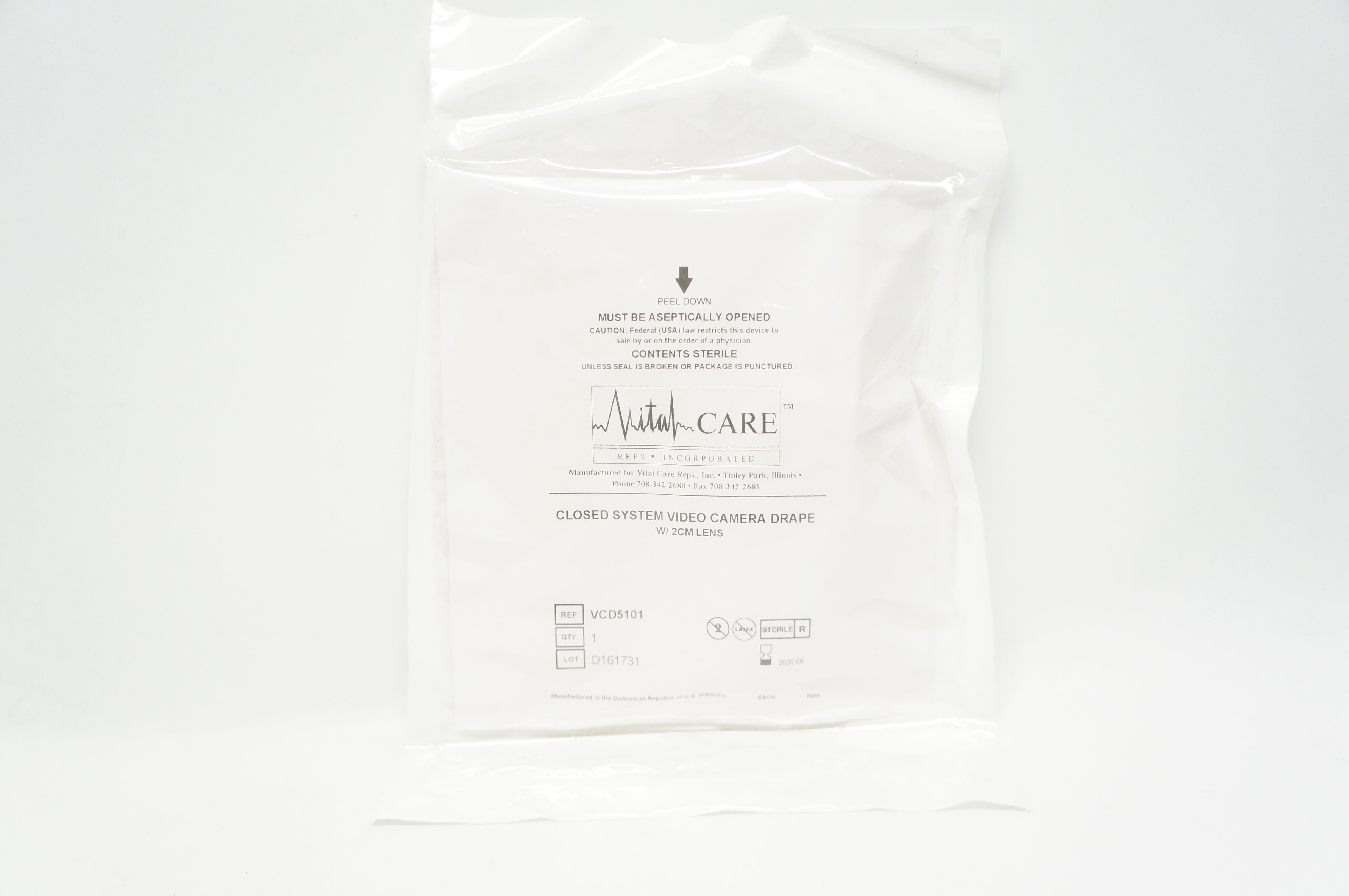 Vital Care VCD5101 Closed System Video Camera Drape w/ 2cm Lens (x)