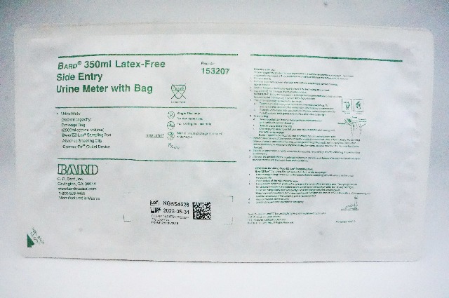 Bard 153207 350ml Latex-Free Side Entry Urine Meter with Bag