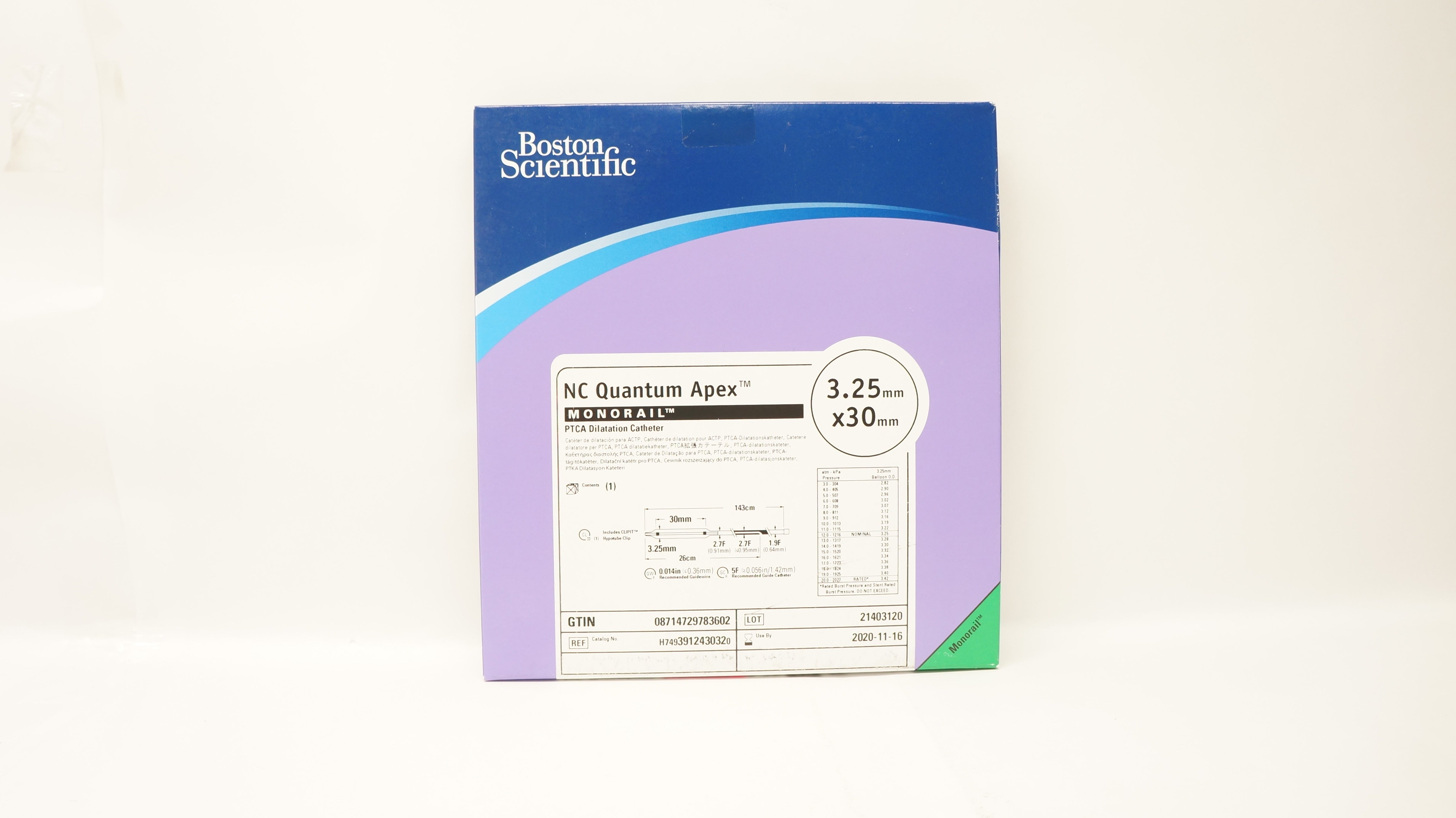 Boston Scientific H7493912430320 Monorail PTCA Dilatation Cath. 3.25 x 30mm (x)